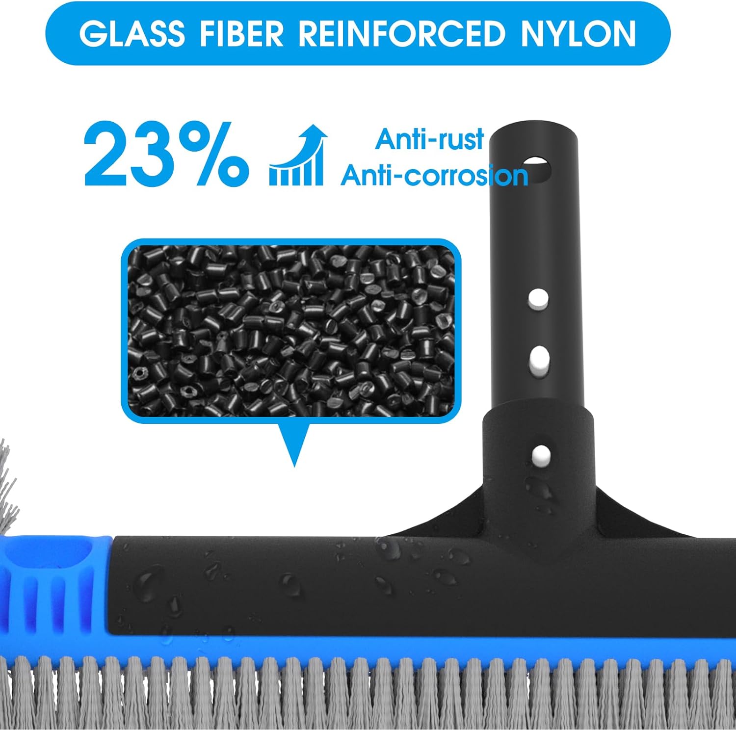 20'' 2 in 1 Pool Brush Head Cobweb Duster Heavy Duty Pool Cleaning Detachable Round Brush with EZ Clip & Wavy Nylon Bristles for Inground Pool & Above-Ground Pool (Without Pole) - Image 5