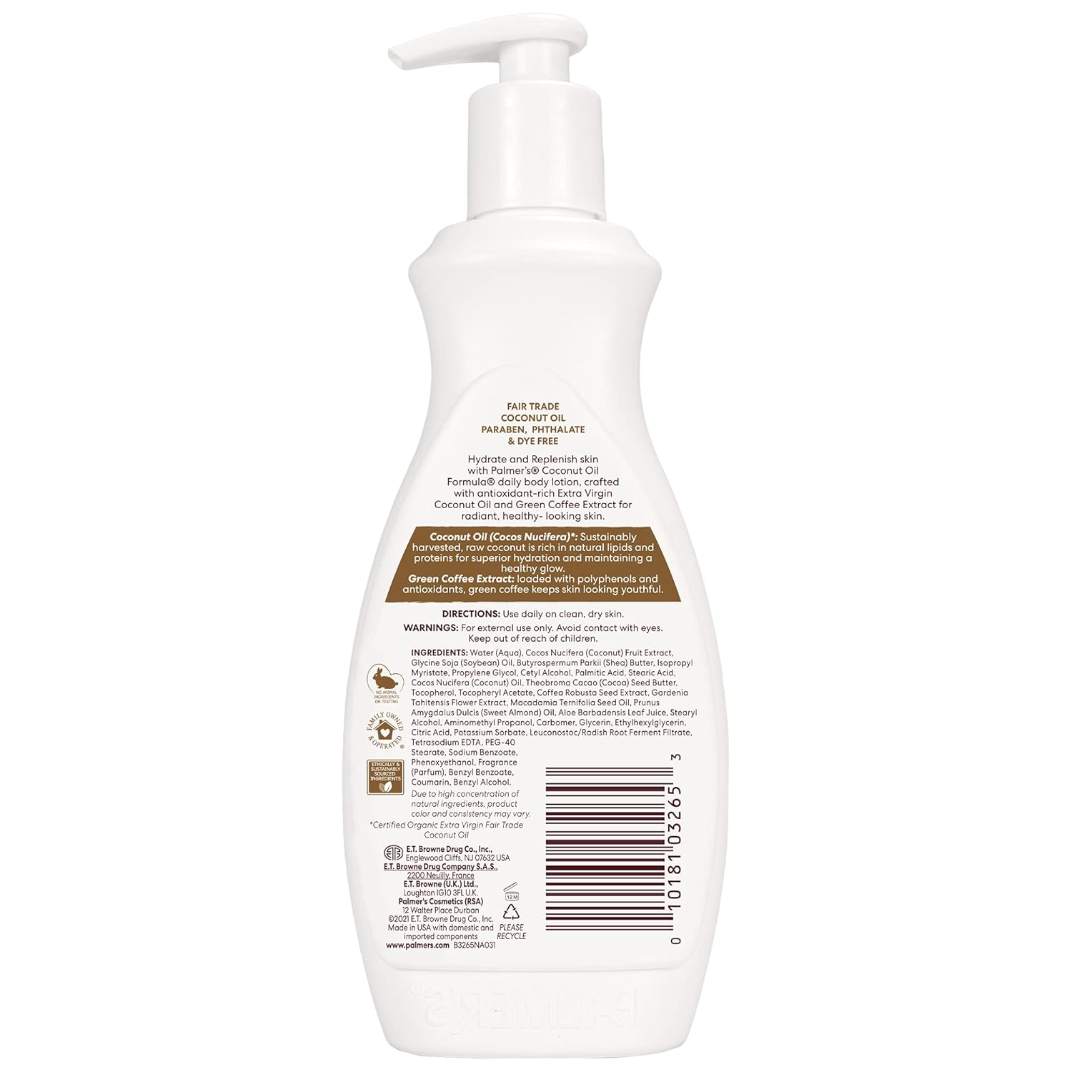 Palmer's Coconut Oil Formula Body Lotion for Dry Skin, Hand & Body Moisturizer with Green Coffee Extract & Vitamin E, Pump Bottle, 13.5 Fl Oz (Pack of 1) - Image 3