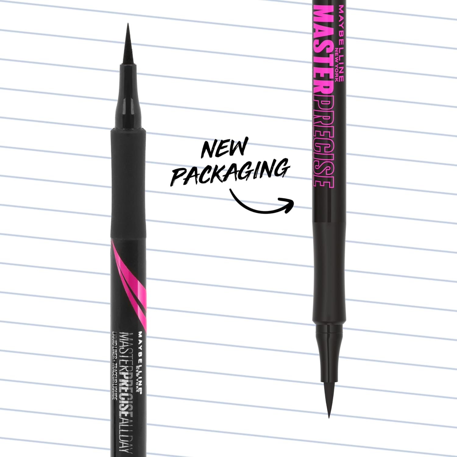 Maybelline Eyestudio Master Precise All Day Waterproof Liquid Eyeliner Makeup, Black, 2 Count (Packaging May Vary) - Image 2