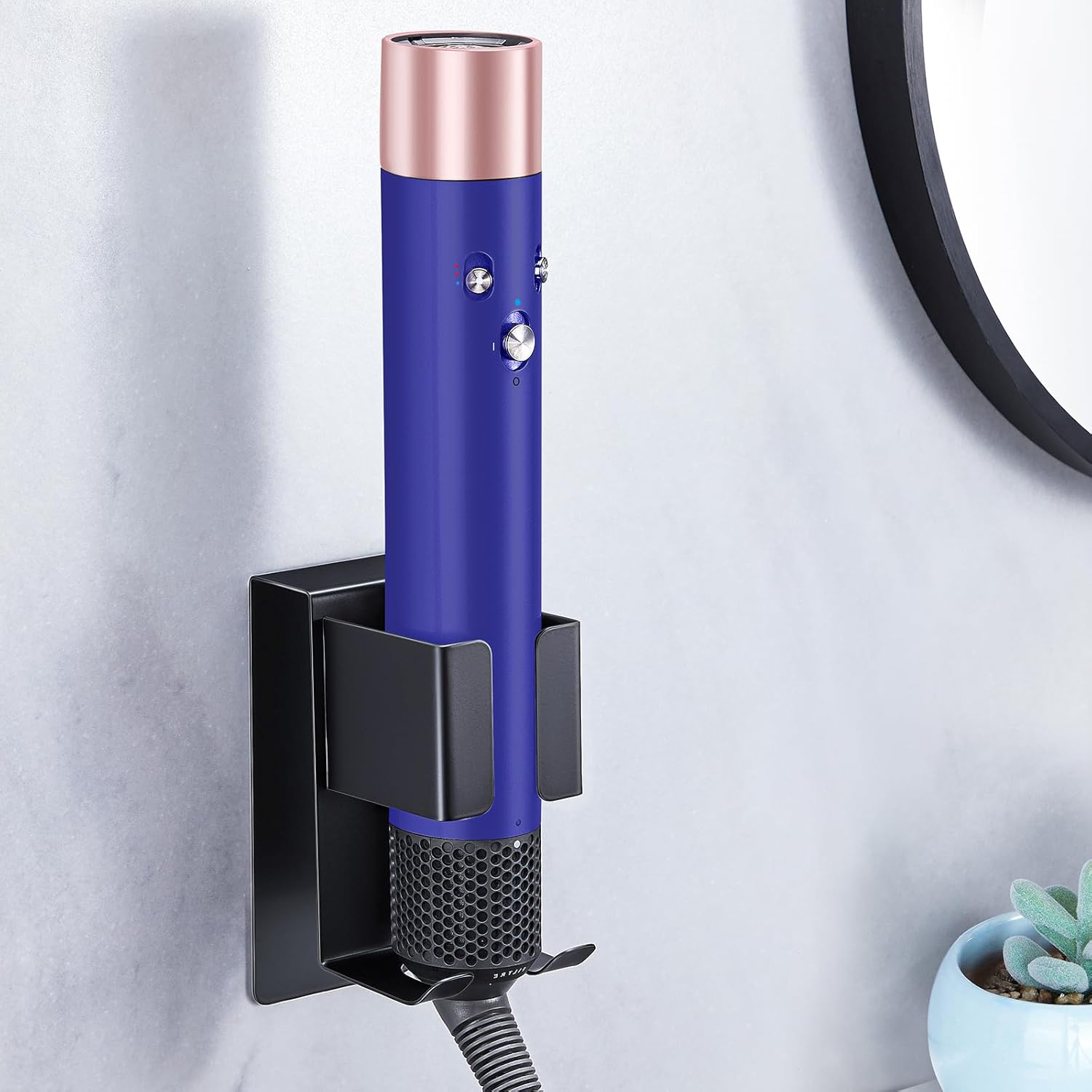 Hair Straightener Holder Wall Mount Curling Iron Holder, Black Blow Dryer Holder Wall Mounted, Adhesive Hair Dryer Holder, Hair Tools Organizer Storage for Bathroom Vanity - Image 4