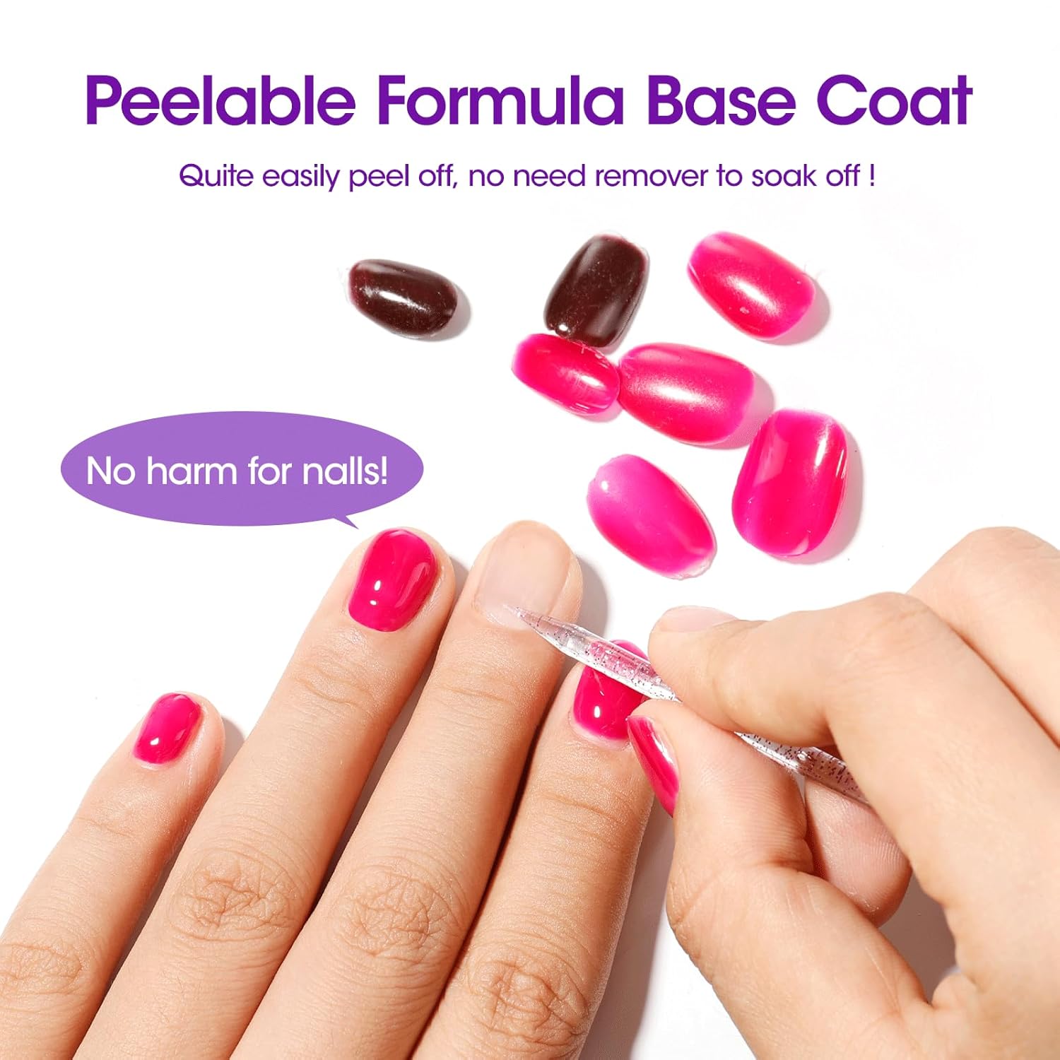 GELLEN Peel Off Base Coat, 18ml Peelable Gel Base Coat for Gel Nail Polish, UV LED Lamp Needed Clear Nail Polish without Soaking for Take off Nail Practice Beginners - Image 4