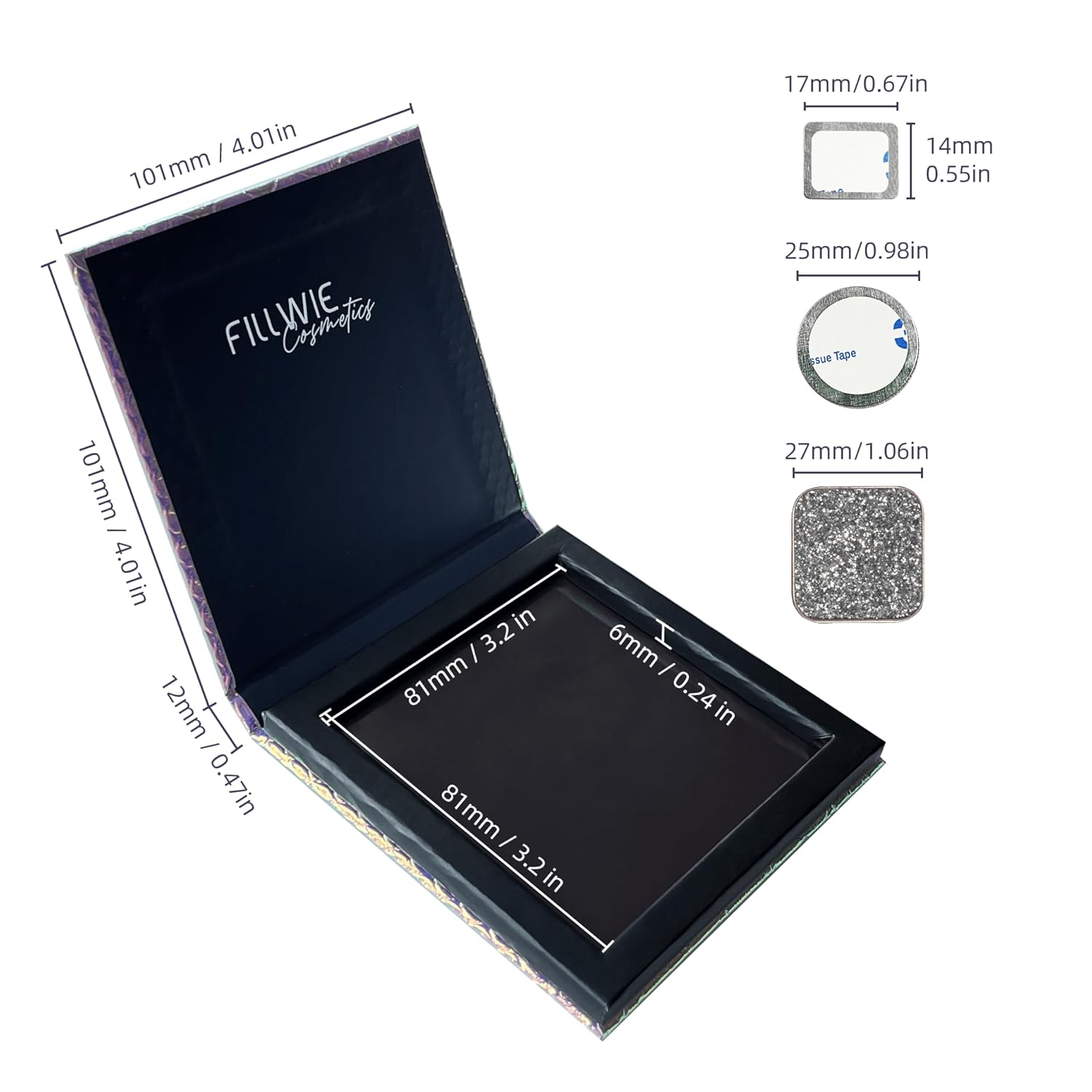 Black Smokey Eyeshadow Magnetic Palette, 8 Color Highly Pigmented Eyeshadow Powder, Single Tin Pan Diy Refillable, Small Travel Size Makeup Artist Kit Essentials (Palette-B) - Image 4