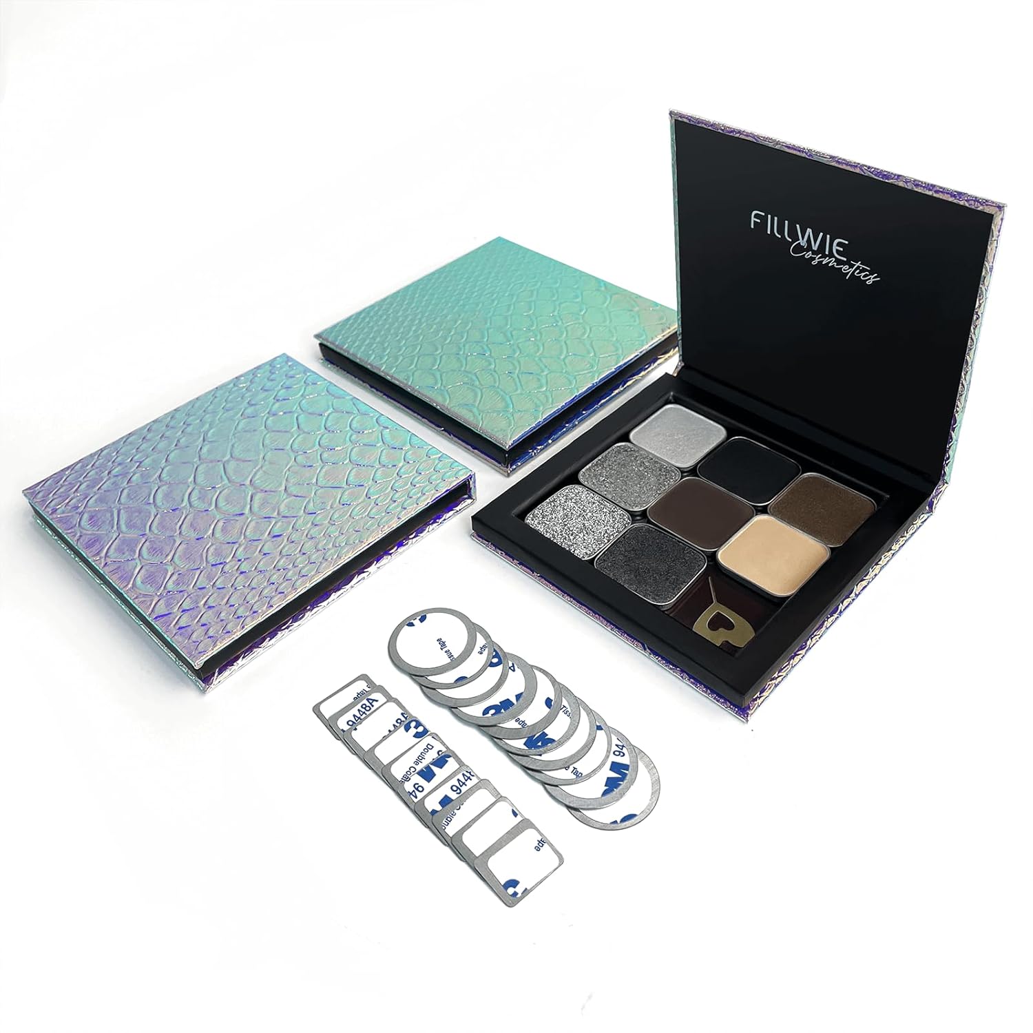 Black Smokey Eyeshadow Magnetic Palette, 8 Color Highly Pigmented Eyeshadow Powder, Single Tin Pan Diy Refillable, Small Travel Size Makeup Artist Kit Essentials (Palette-B) - Image 3