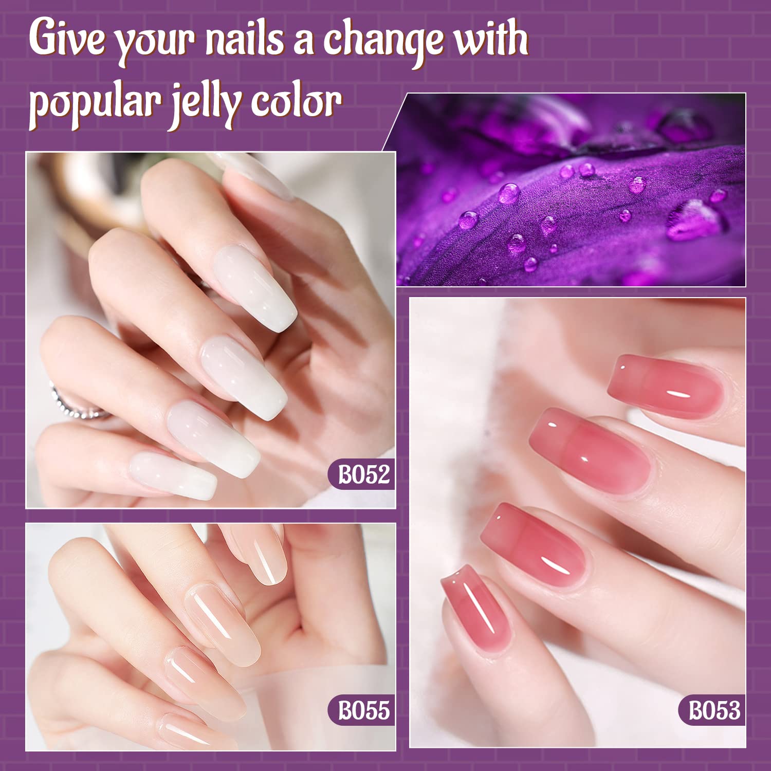 JODSONE Gel Nail Polish Kit 60 PCS with U V Light Soak off Base Top Coat 55 Shine Colors Gel Nail Kit Bright and Dark Brown Wine Red Series Manicure Set for Women and Girls - Image 8