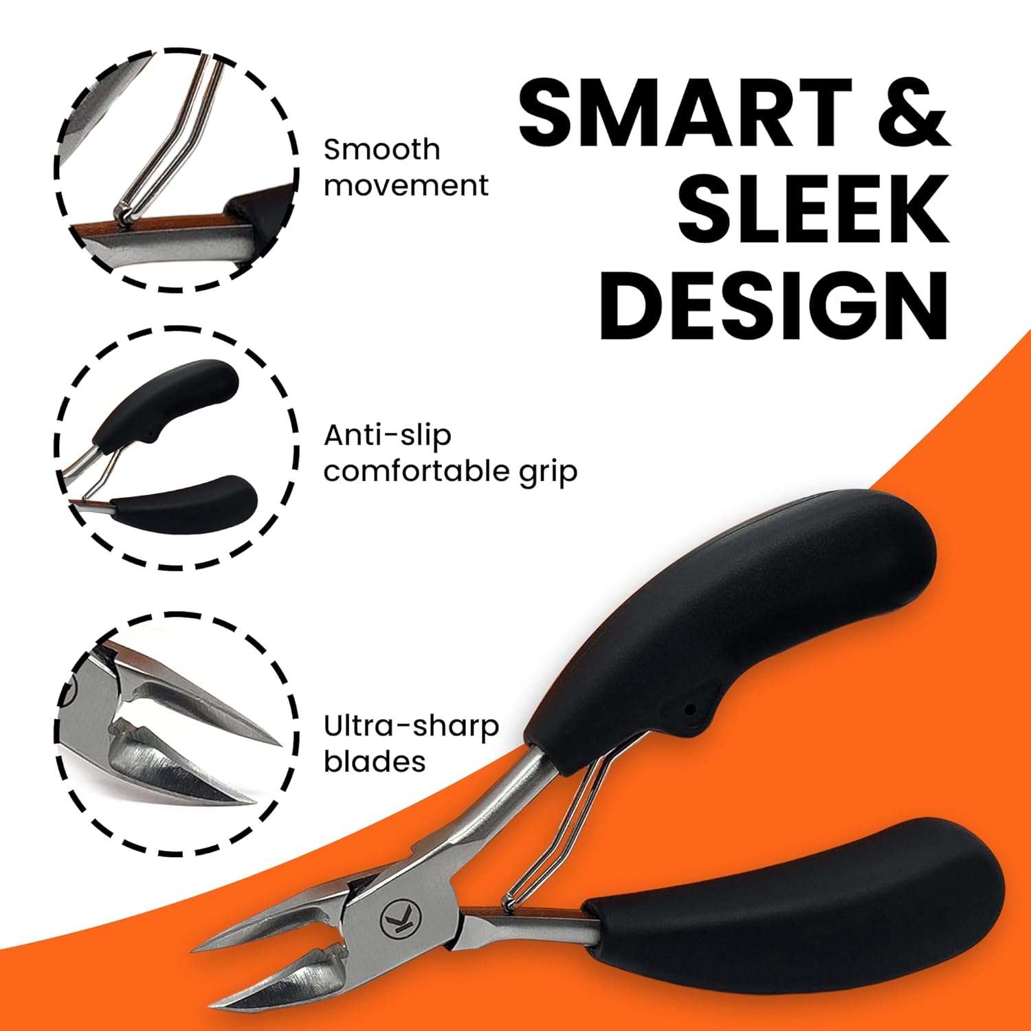 Kohm Toenail Clippers | Extra-Wide Blade & Non-Slip Grip for Thick, Ingrown & Fungal Nails | Heavy Duty Nail Cutter for Seniors, Men, Women & Pets - Image 3