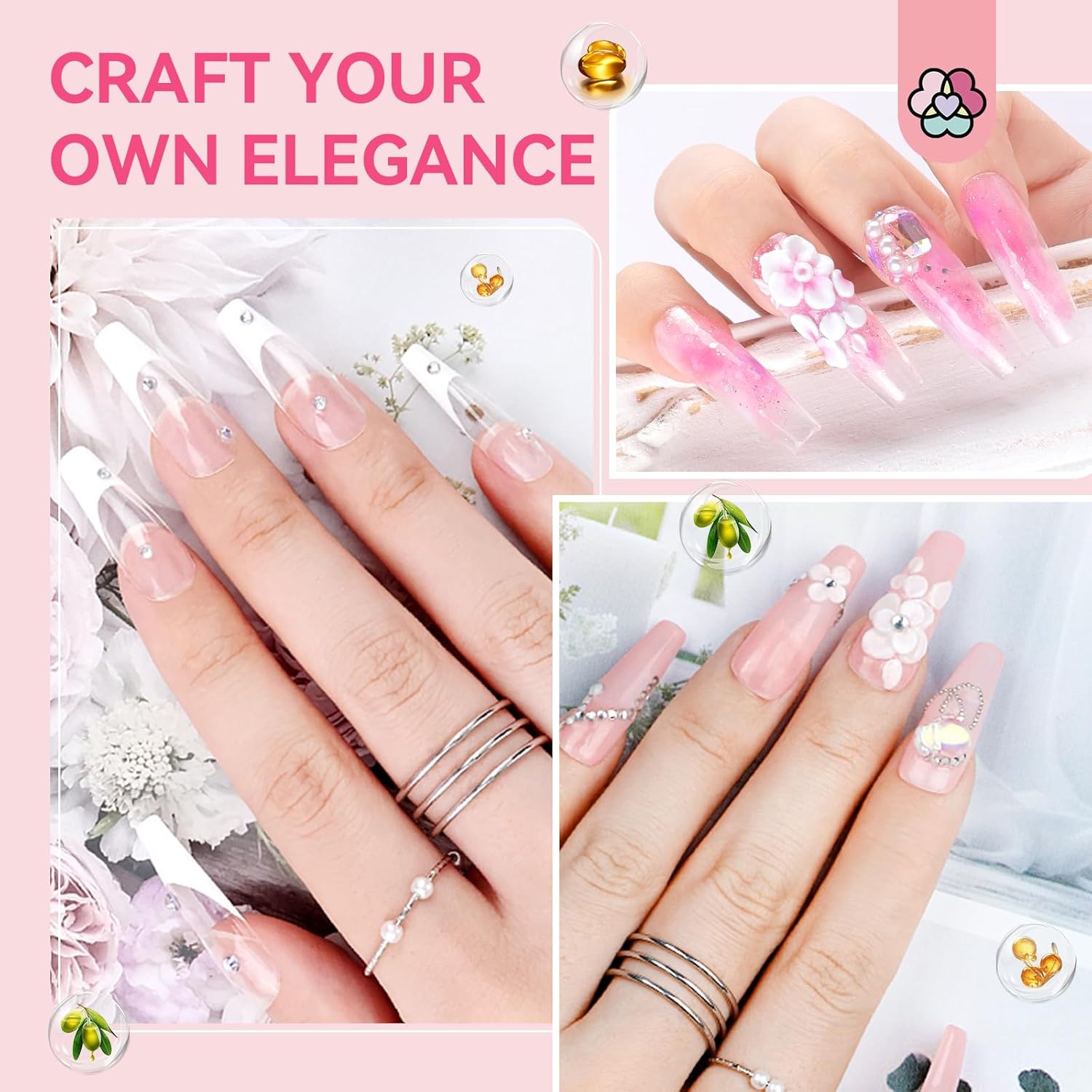 SAVILAND Acrylic Nail Kit with Drill: Professional Nail Kit Acrylic Set for Beginners with Everything Gel Polish U V Light Decorations for Home Salon Gift Set - Image 6