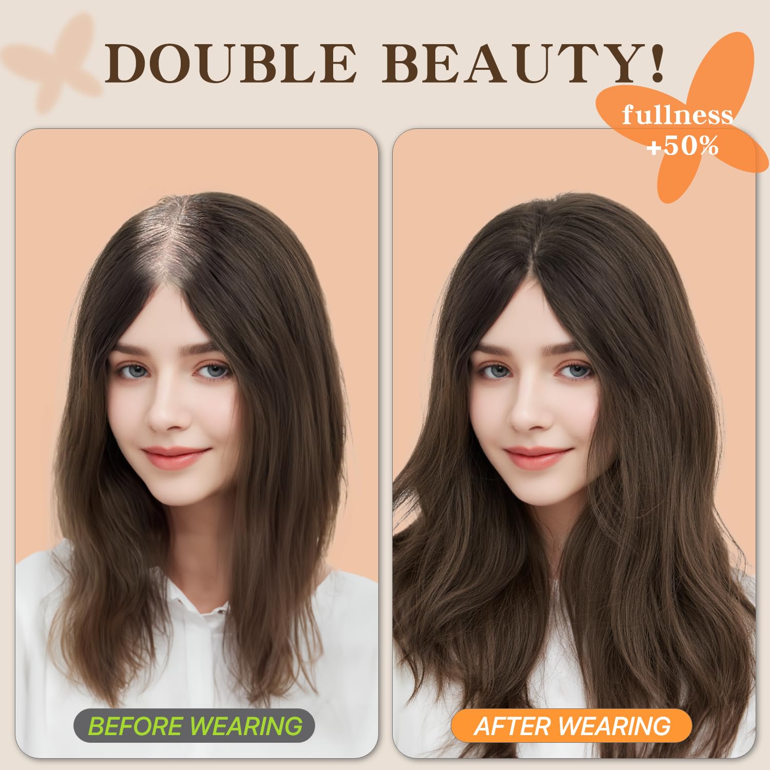 Human Hair Topper for Women No Bangs, 100% Remy Toppers Hair Pieces for Women,150% Density, No Tangle & Smooth, 10 Inch #Dark Brown - Image 4