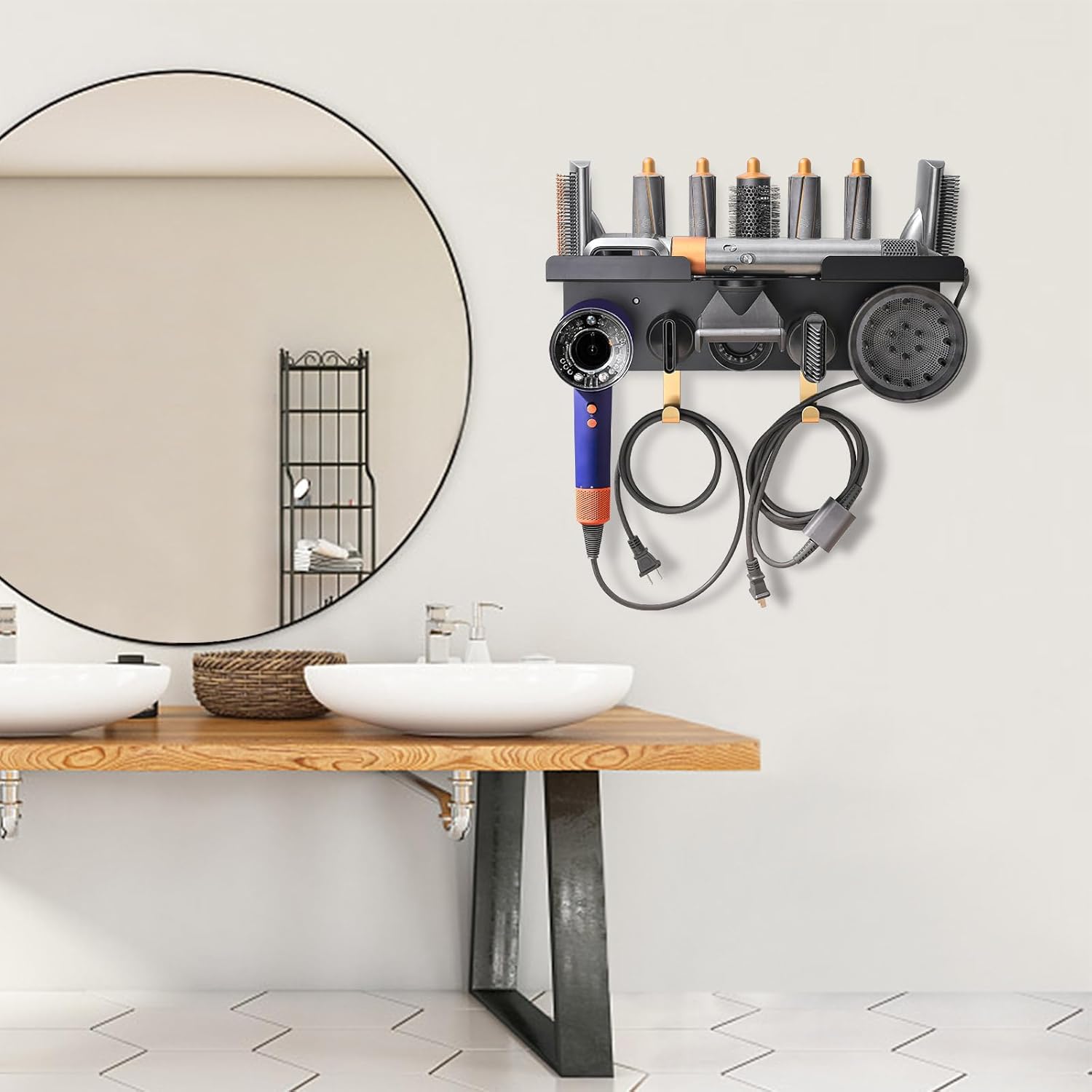 Wall Mount Holder Compatible for Dyson Hair Dryer Supersonic Nural Airwrap Hair Styler, Upgraded 2in1 Dyson Airwrap Holder Dyson Hair Dryer Holder for 5 Dyson Hair Dryer Attachments Chorten Nyima - Image 7