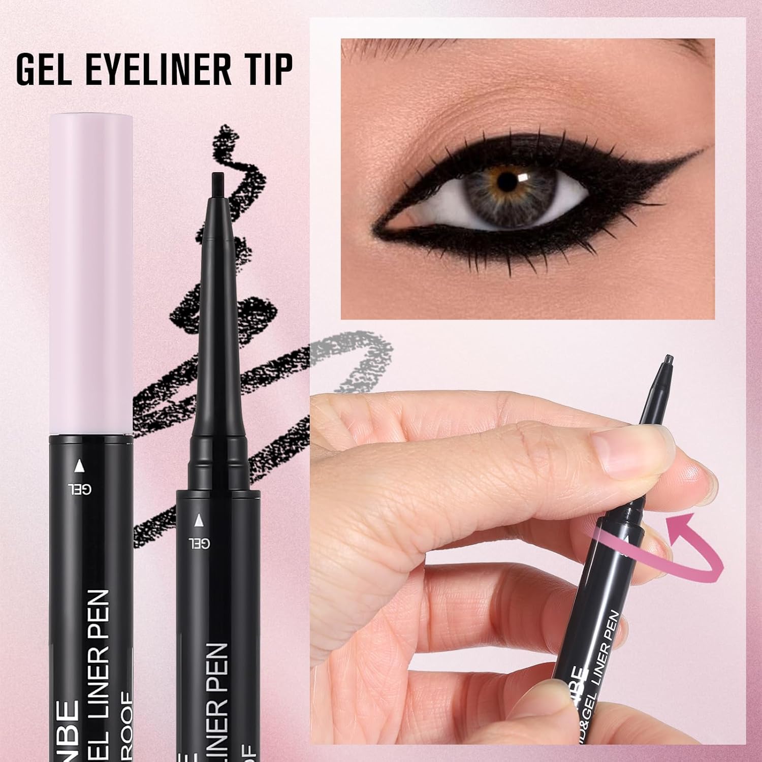UCANBE Black Eyeliner Pencil, Dual Ended Liquid Eye liner + Gel Eyeliner 2 in 1, Highly Pigmented & Quick Drying, Waterproof & Long Lasting Ultra-fine Tip Eye Makeup Pen - Image 5