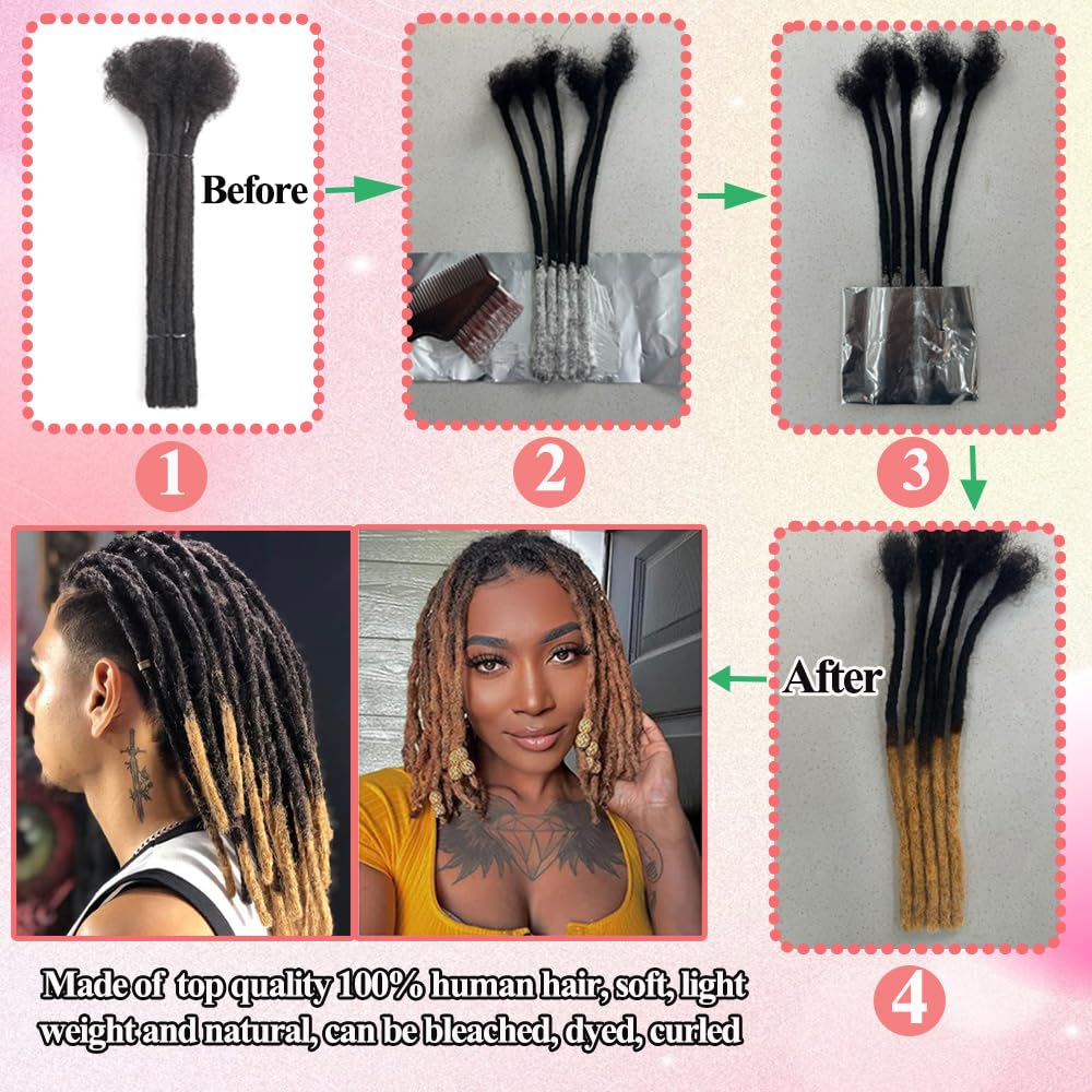 Dreadlock Extensions Human Hair 10-100 Strands 100% Full Handmade Permanent Loc Extension Human Hair for Women/Men/Kids Can Be Dyed Bleached Curled Twisted (0.6cm 1B, 6 inch 10 Strands) - Image 5