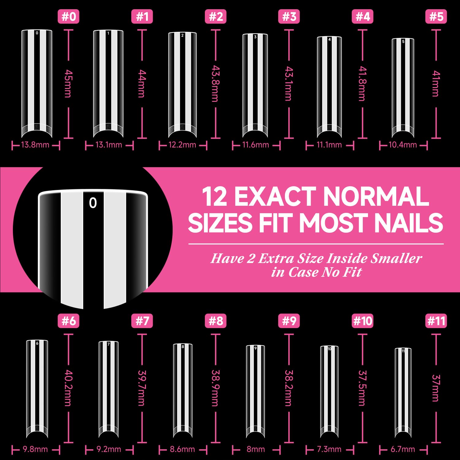 UNA GELLA Nail Tips Square XXL Tips 120 PCS No C Curve Gel Tips Extra Long Square Straight Nails Half Fake Nail Tips No Trace for Acrylic Nails Tips for Home DIY with Box - Image 7