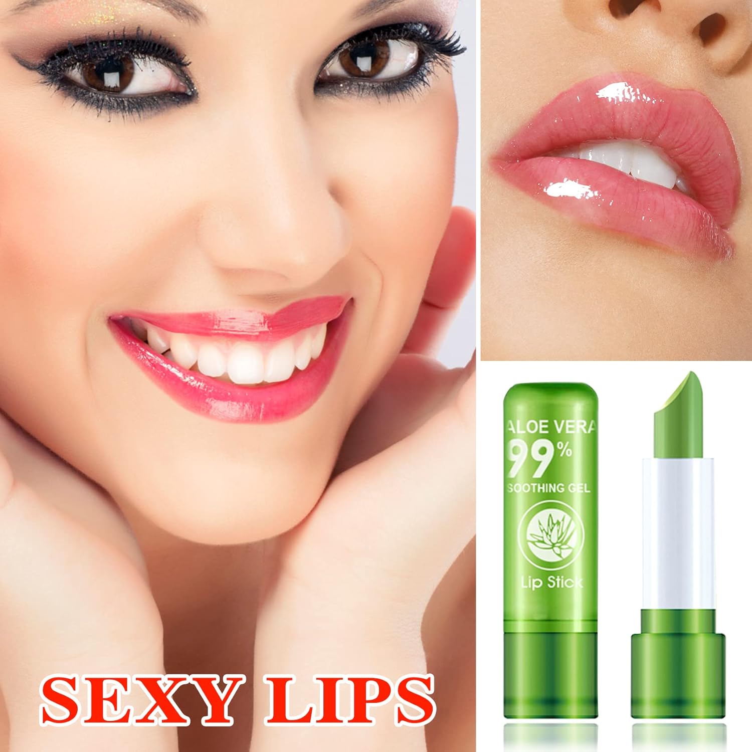 3 Pack Aloe Vera Lipstick,Magic Temperature Color Changing Lipstick Lip Gloss,Long Lasting Nutritious Moisturizing Lip Balm,Waterproof Matte Lip Stick Set Makeup - Image 2