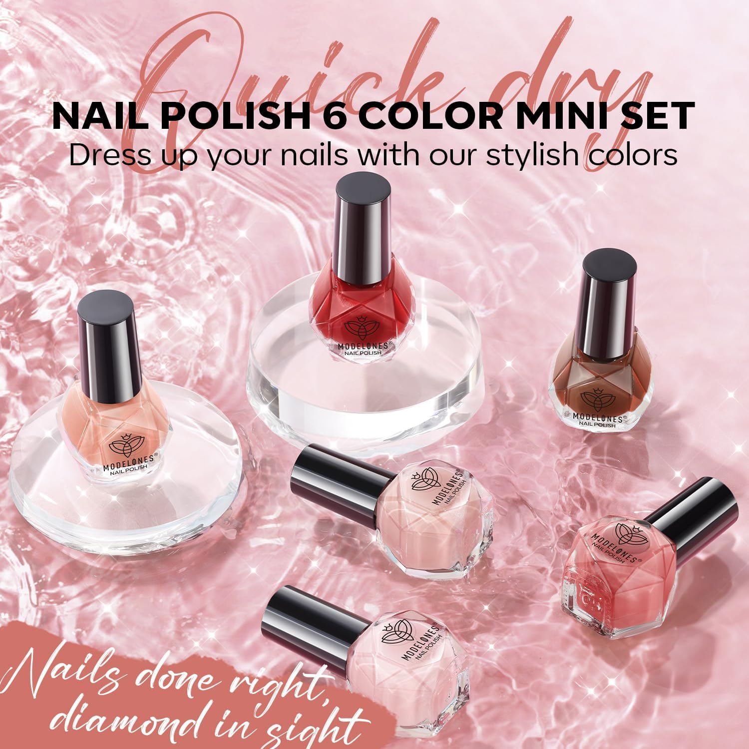 modelones Jelly Nail Polish of 6 Colors Sheer Nude Mini Nail Polish Set Natural Jelly Red Pink Brown Colors Quick Dry Nail Polish Kit for DIY Easter Nail Art Salon Home Gift for Women Girl - Image 2