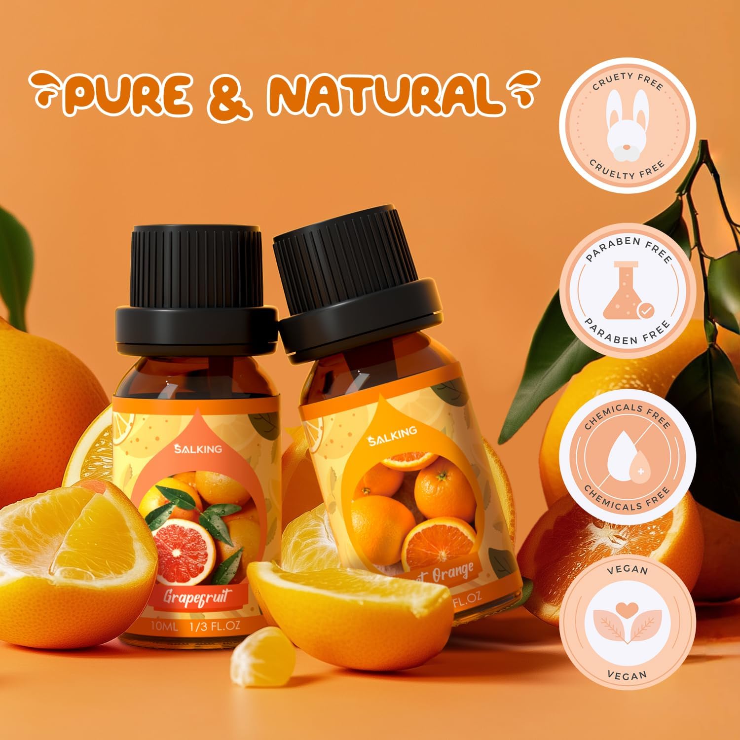 SALKING Citrus Burst Essential Oil Set, Premium Fragrance Oil for Diffuser, Scented Oil Gift Set for Soap Candle Making - Sweet Orange, Bergamo, Lemon, Grapefruit, Lime, Yuzu - Image 5