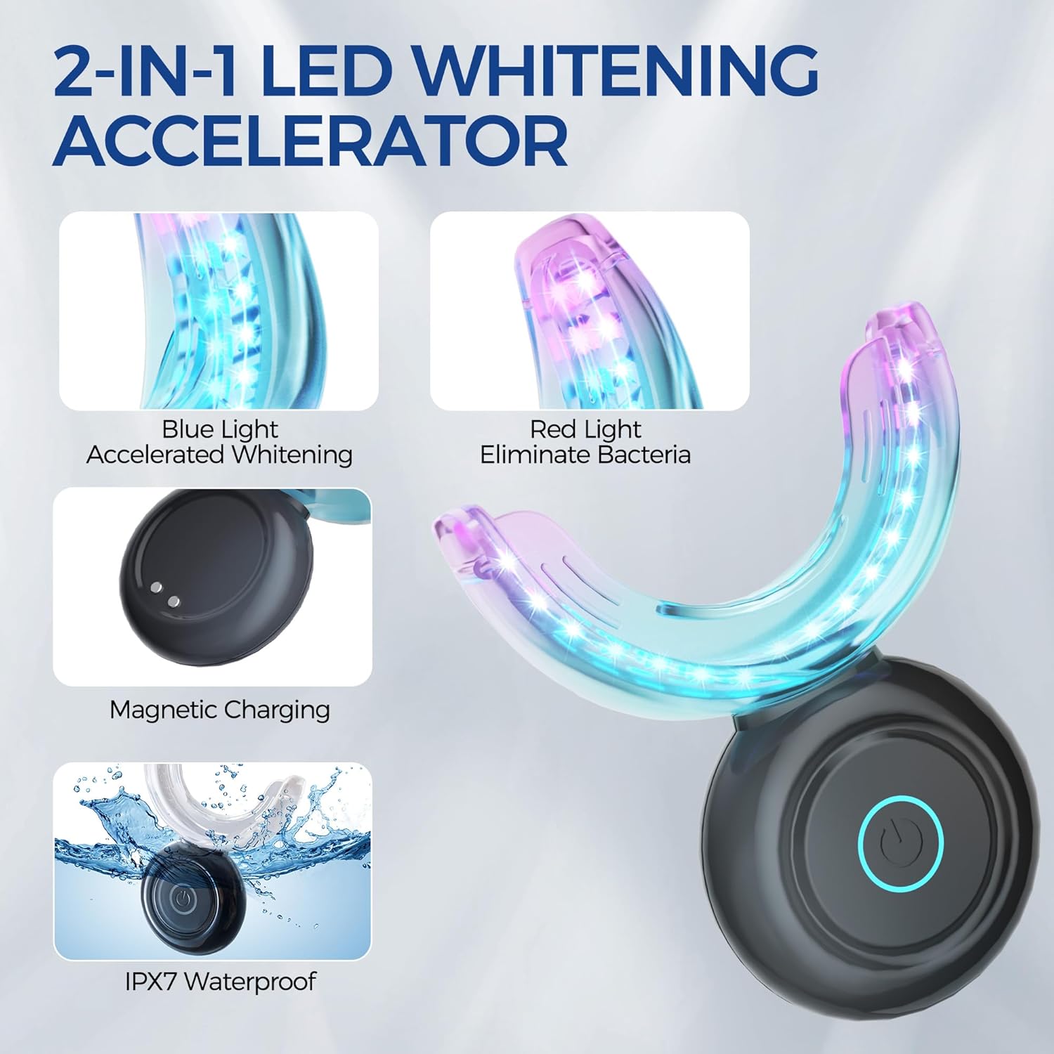 Gentle LED Teeth Whitening Kit for Sensitive Gums with Whitening Strips and Remineralization Pen - Image 3