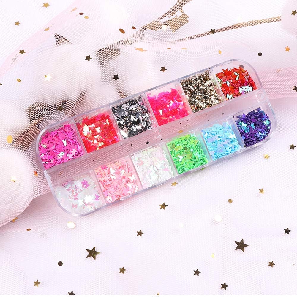 12 Colors Butterfly Glitter Nail Sequins Holographic 3D Nail Art Flakes Colorful Confetti Glitter Sticker,Nail Art Design Makeup DIY Decoration Kit,Nail Sequins for Face Body Eye Hair - Image 7