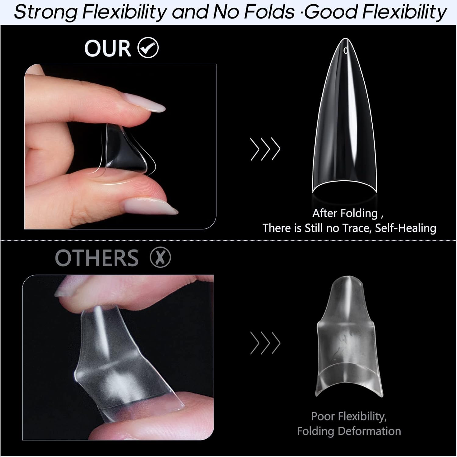 Ranrose 120PCS Short Nail Tips,Short Soft Gel Stiletto Nail Tips Half Cover False Nail Almond Shape Point Acrylic Sharp Artificial False Nail For DIY - Image 4