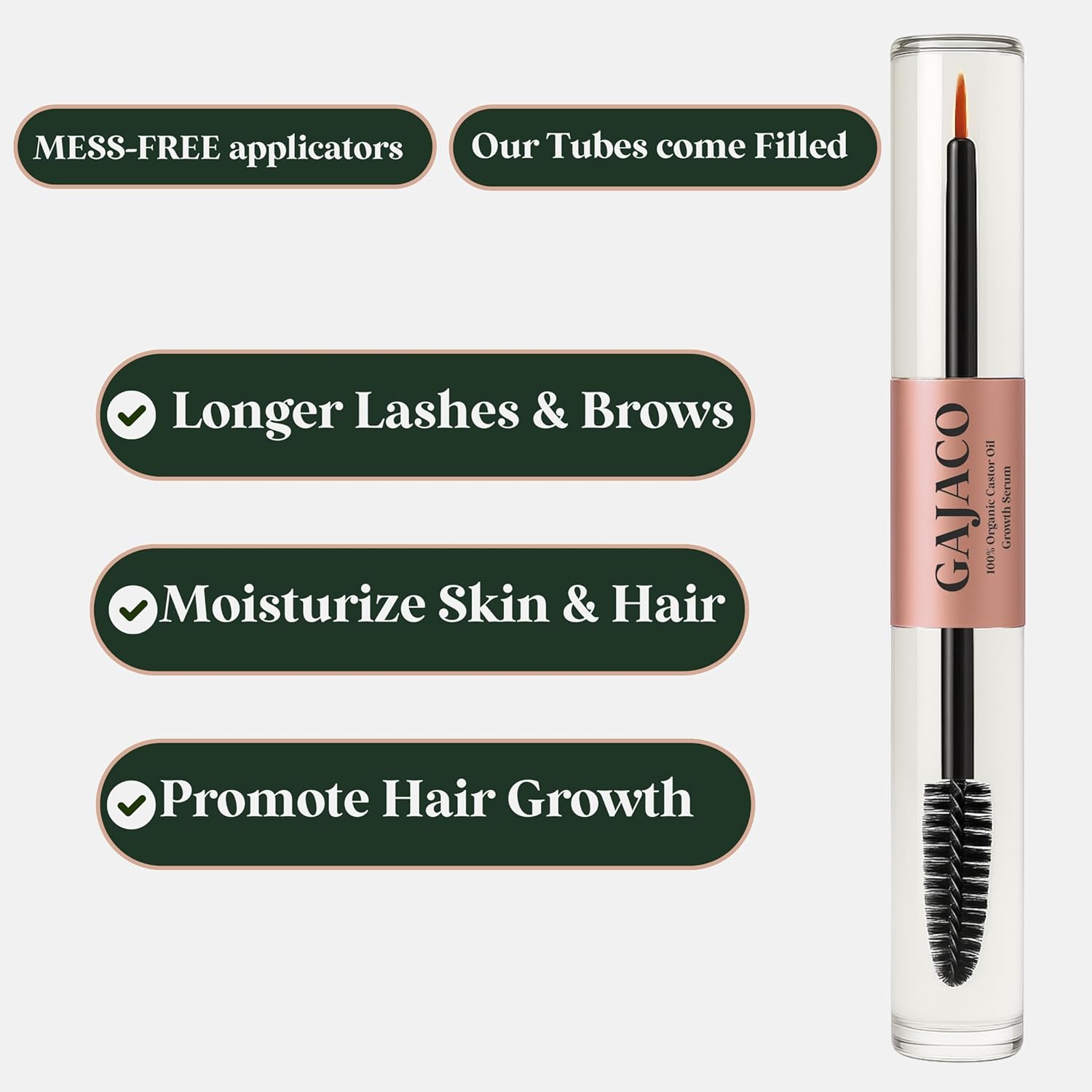 Organic Castor Oil Eyelash Growth Serum For Eyelashes and Eyebrows with Mascara Tube Filled with Premium Cold Pressed, Hexane Free Castor Oil - Image 2