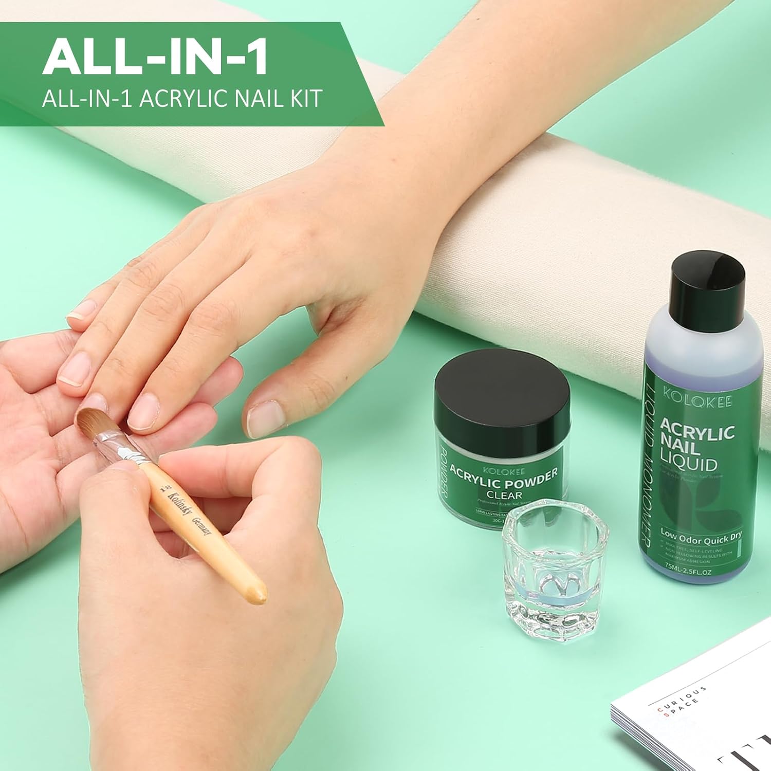 Acrylic Nail Kit Acrylic Powder and Liquid Set with Kolinsky Nail Brush, Lamp (Not Required) for Home DIY Salon Nails Application - Image 6