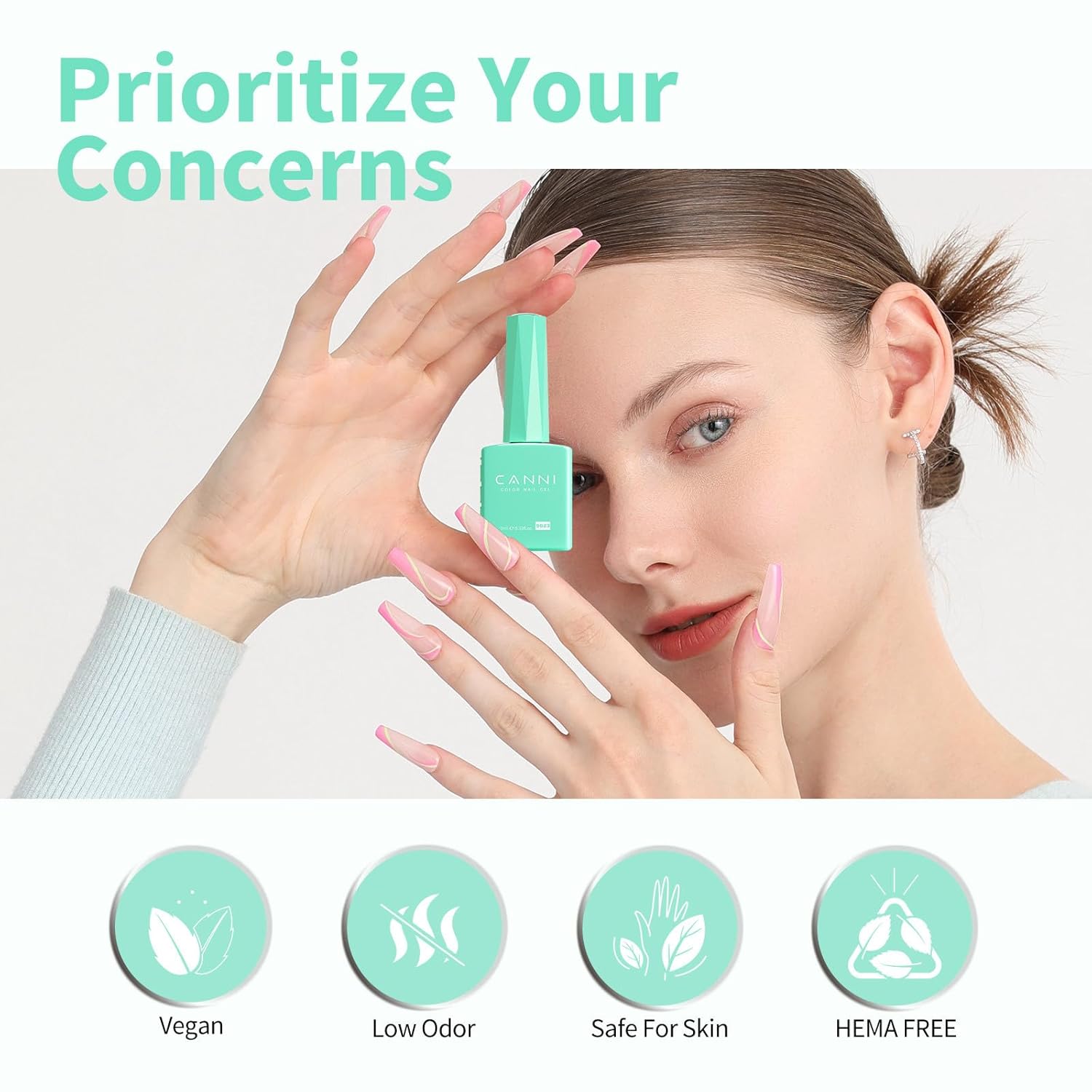 CANNI Pastel Green Gel Nail Polish, 1Pcs Sage Light Green Gel Polish Lime Mint Green Color Nail Polish Gel High Gloss Soak Off U V Gel Nail French Nail Manicure Salon DIY - Image 6