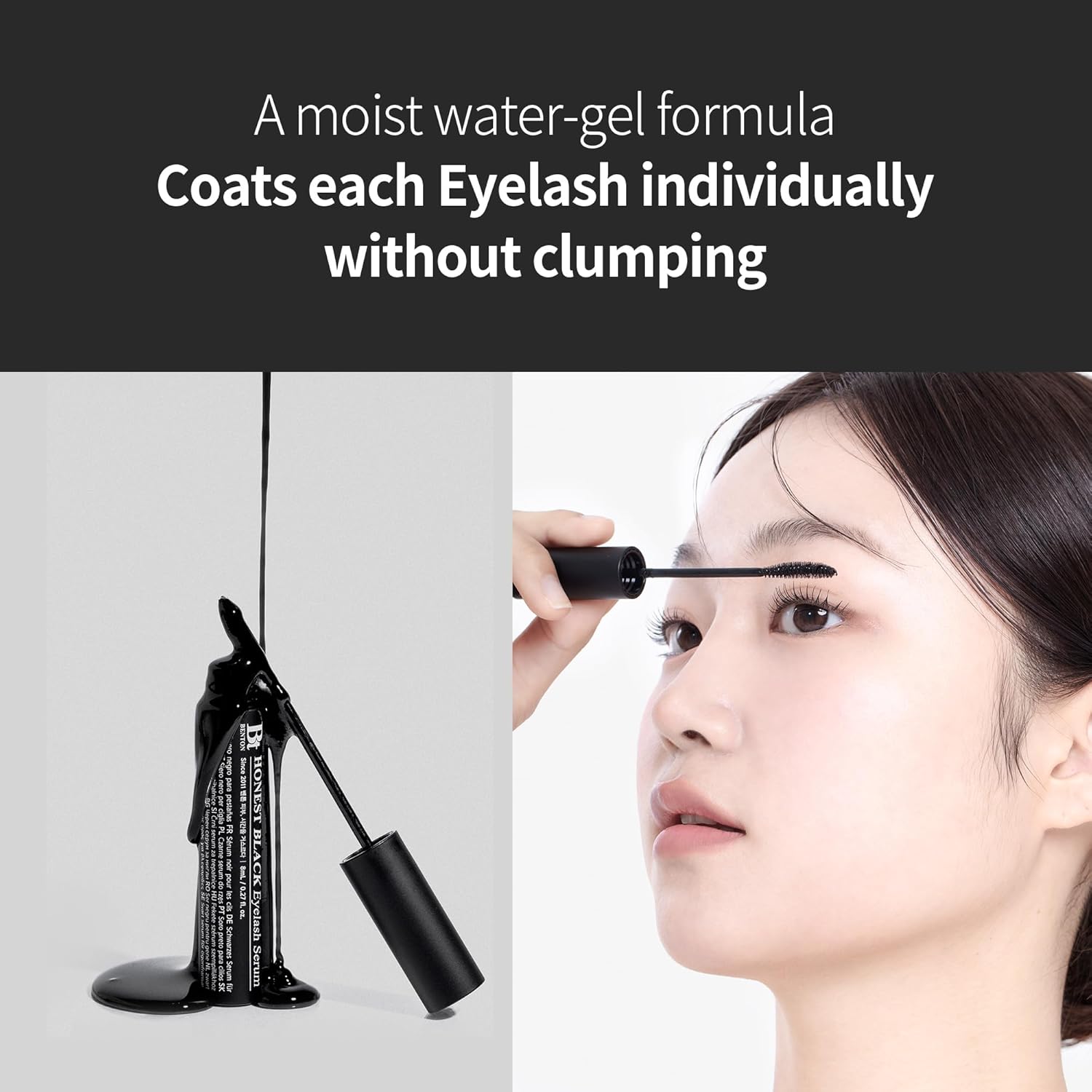 BENTON Honest Black Eyelash Serum - Eyelash Growth Serum for Thicker, Fuller Lashes - Creating a Makeup Look with Black Tint, 0.27 fl. Oz - Image 4