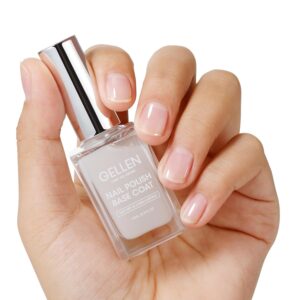 GELLEN Clear Nail Polish Base Coat Tinted Milky, Quick Air Dry Sheer Milky White Base Coat for Strengthening Thin Damaged Uneven Natural Nails, Regular Nail Polish Non Gel, No UV, Hema Free, 15ml