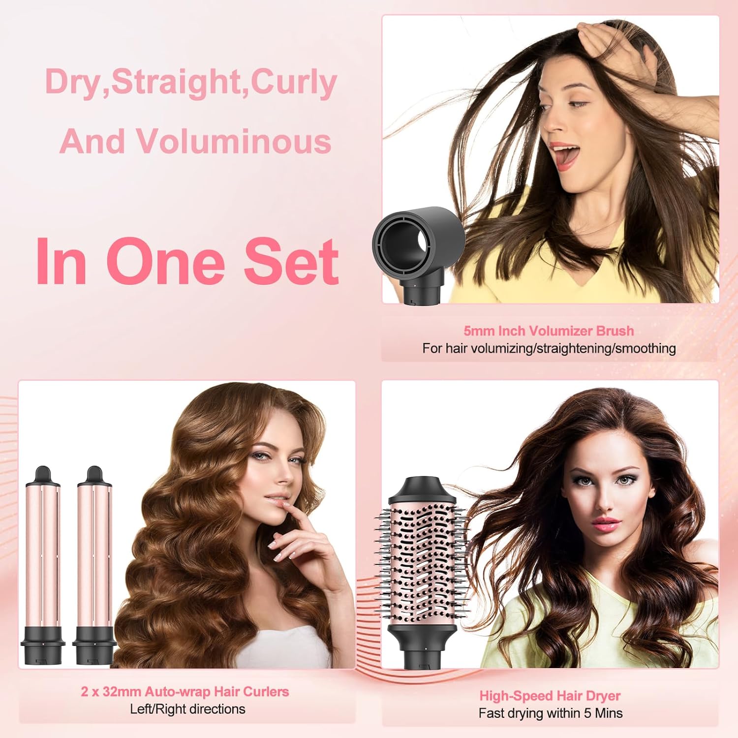 Nimmu Hair Dryer Brush with 120,000 RPM High-Speed Negative Ionic Blow Dryer Brush Fast Drying, Multi Hair Styler Curlers, Professional Hot Air Styler for Curling Volumizing Straightening Styling - Image 2