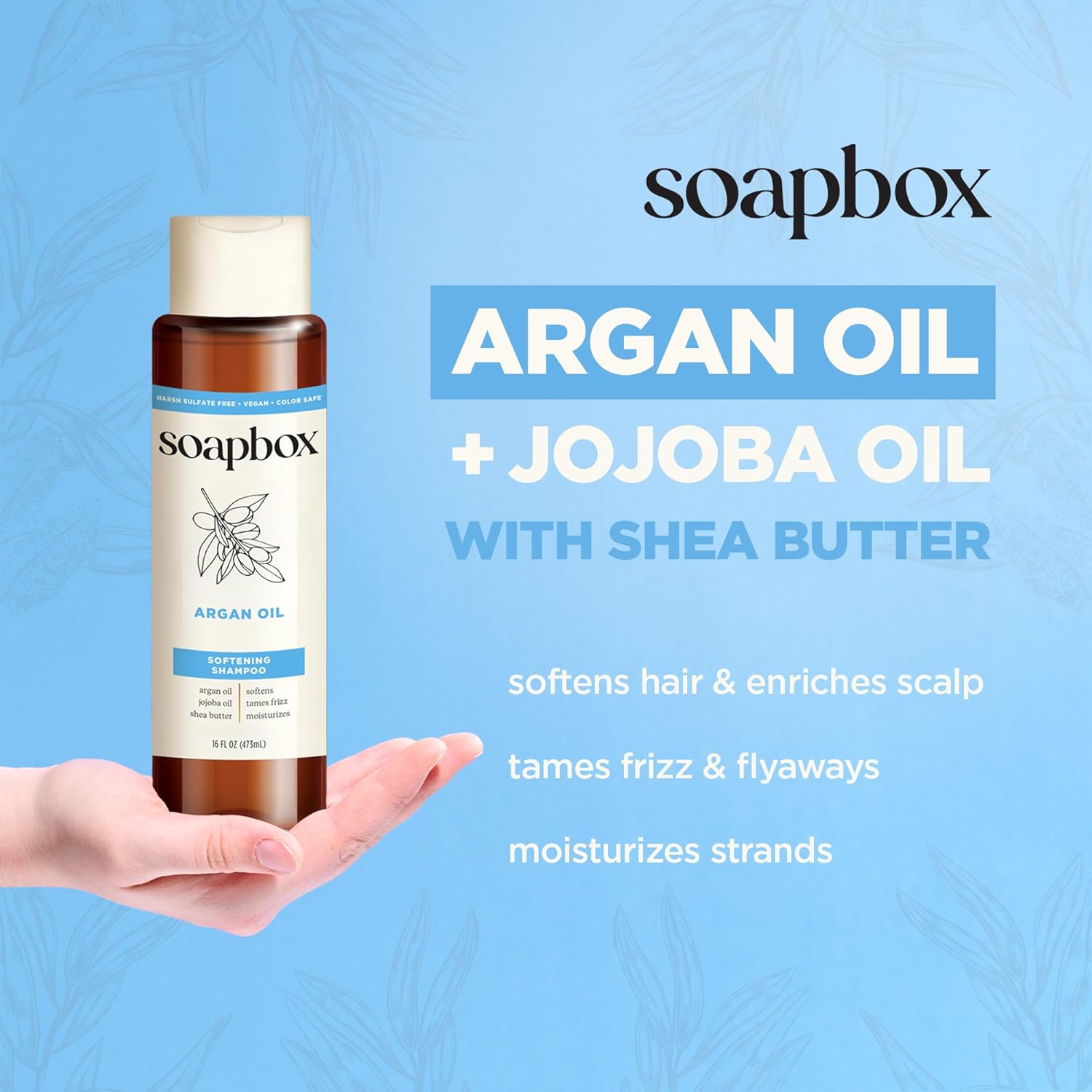 Soapbox Argan Shampoo & Conditioner Set, Volumizing, Vegan, Color Safe, Harsh Sulfate & Silicone Free, 16oz each (Pack of 2) - Image 3