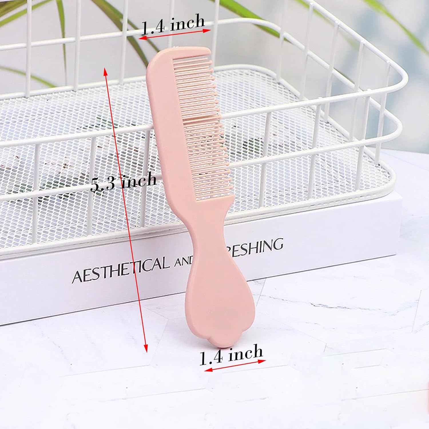 4 Pieces Mini Hair Brush Hair Comb Set For Women Girls Kids Toddler Small Travel Hair Combs Brushes Handheld Mirror Set Detangling Comb Massage HairBrush with Air Cushion (Pink) - Image 4