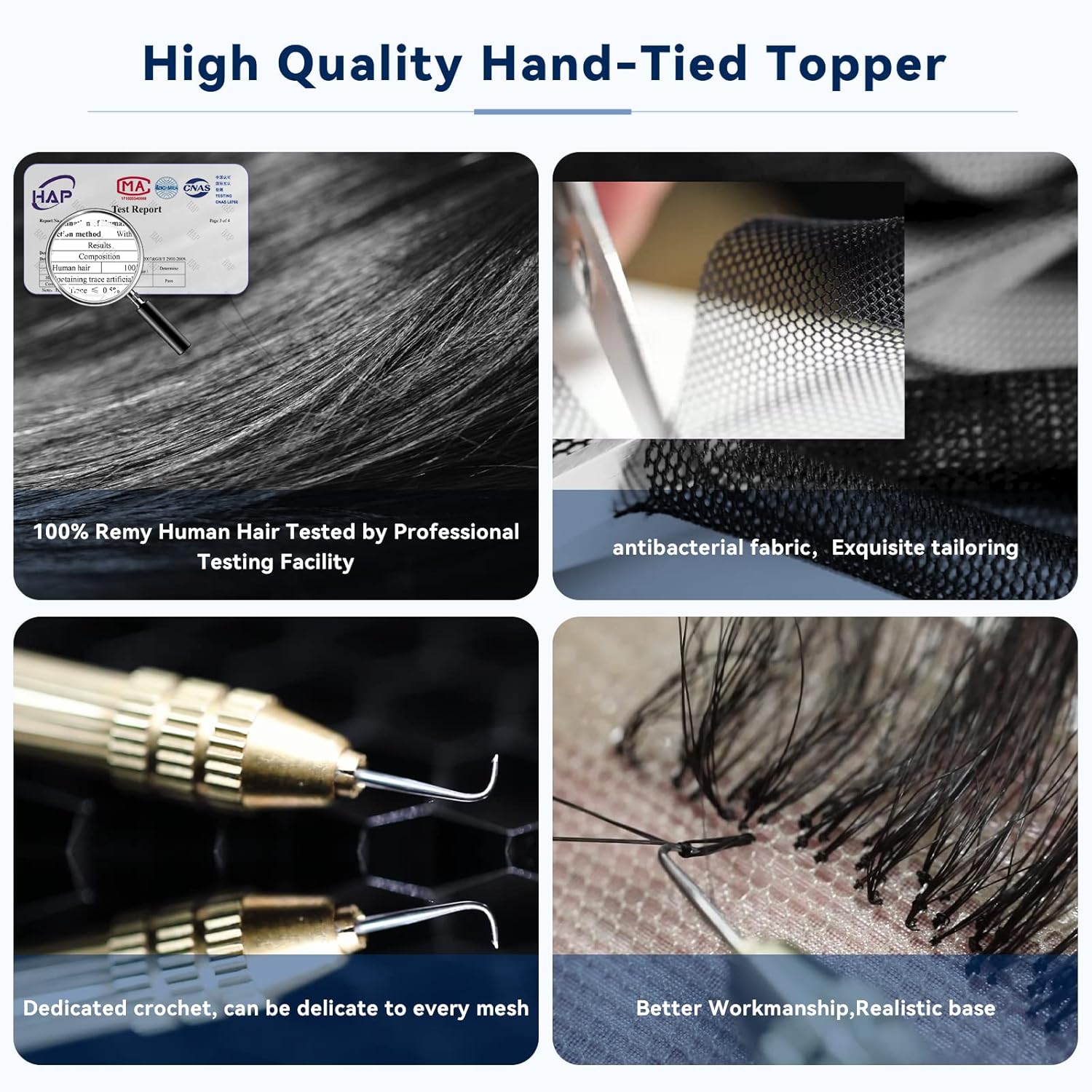 EMMOR Human Hair Topper For Women, 100% Remy Human Hair For Women With Thinning, Three Clips on Topper, 3.5inΓ4in Hand-Tied, 12 inch - Ombre Light Blonde - Image 5
