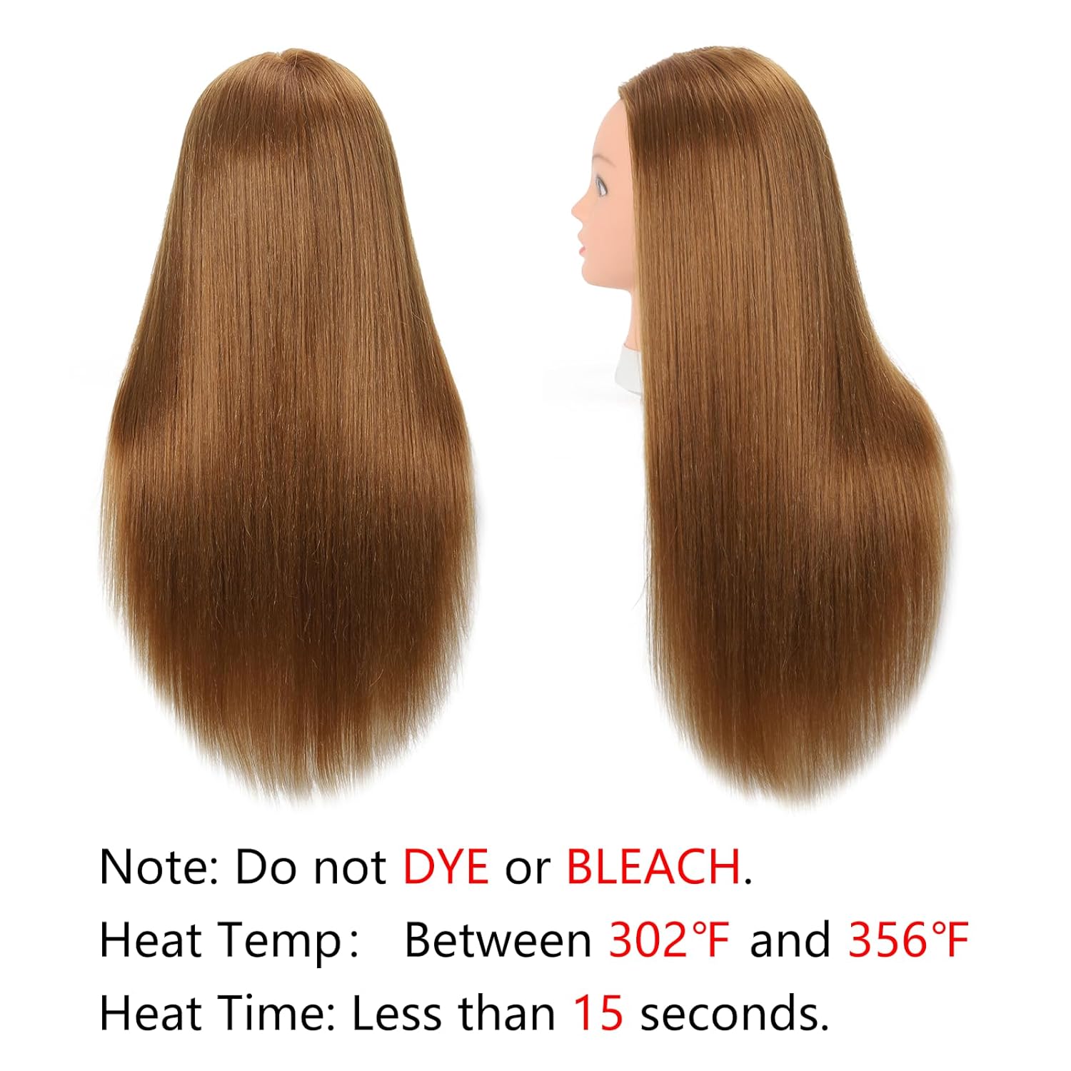 Mannequin Head with 80% Human Hair - Straight, 26"-28" Doll Head for Cosmetology & Hairdresser (#27 Light Brown) - Image 6