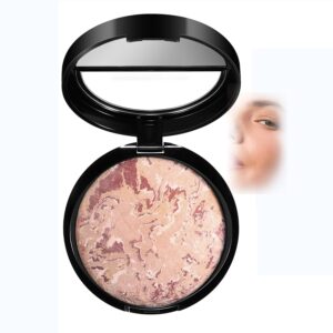 AKARY Baked Powder Foundation, Oil Control Correcting Foundation, Buildable Light to Medium Coverage - Demi-Matte Natural Finish Smooth Lightweight Setting Powder Palette, 04 Medium Beige