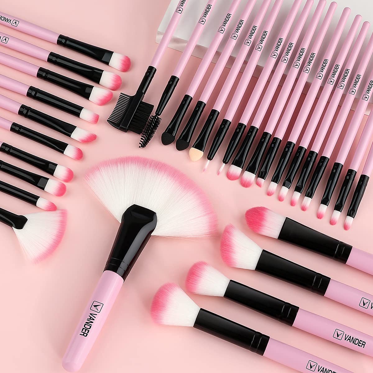 Makeup Brushes, VANDER 32pcs Professional Soft Synthetic Kabuki Cosmetic Eyebrow Shadow Makeup Brush Set Kit - Image 9