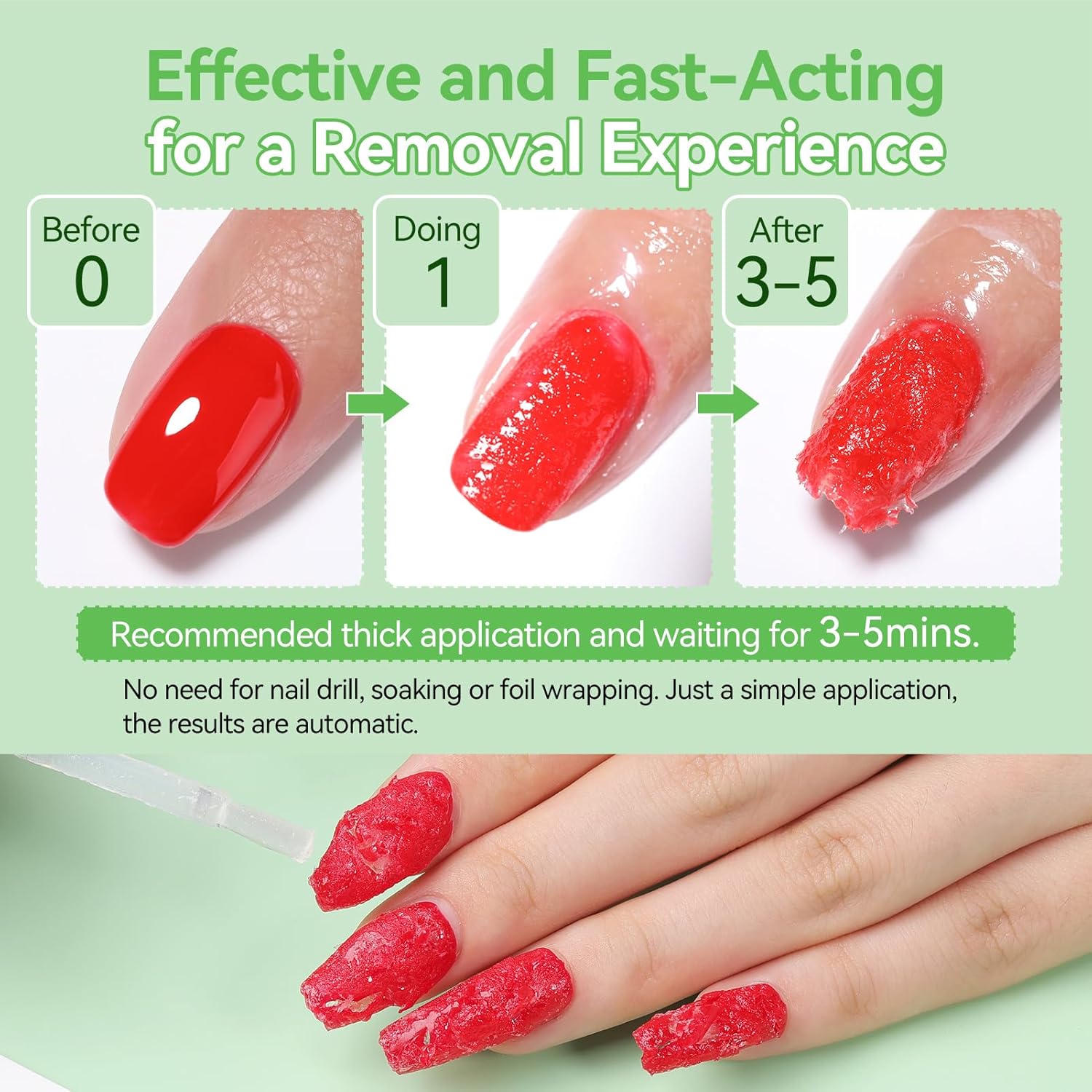 BORN PRETTY Magic Gel Nail Polish Remover with New Upgraded Gentle Formula,Faster & Easier & Cleaner & Safer Professional Nail Polish Remover In 3-5 Minutes,No Need for Foil Soaking Or Wrapping - Image 5