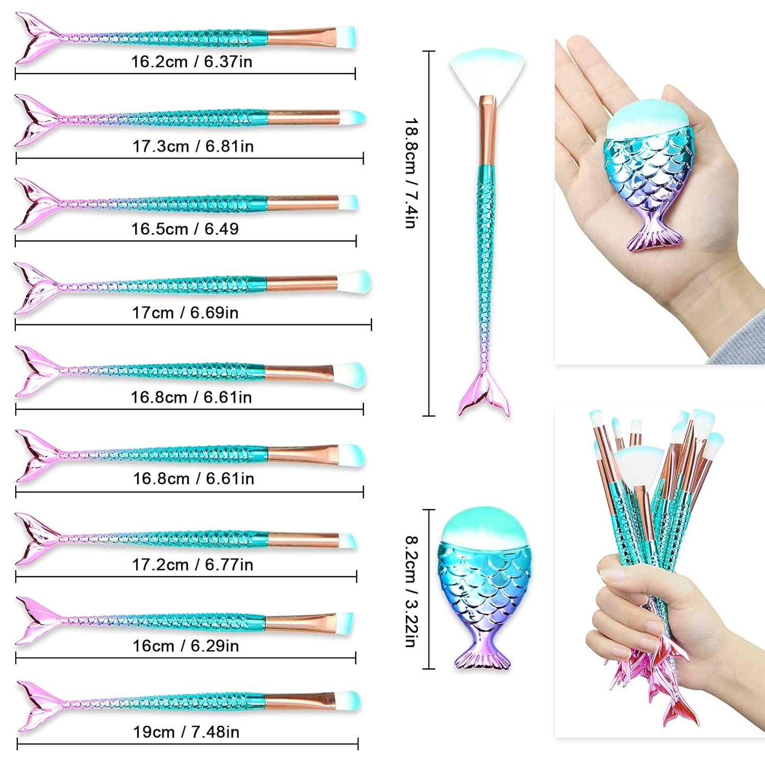 11PCS Makeup Brushes Set, Foundation Eyebrow Eyeliner Blush Cosmetic Concealer Brushes, Easter Basket Stuffers Essentials for Teens Girls/Women, Stocking Stuffers for Kids Girls Accessories Stuff - Image 8