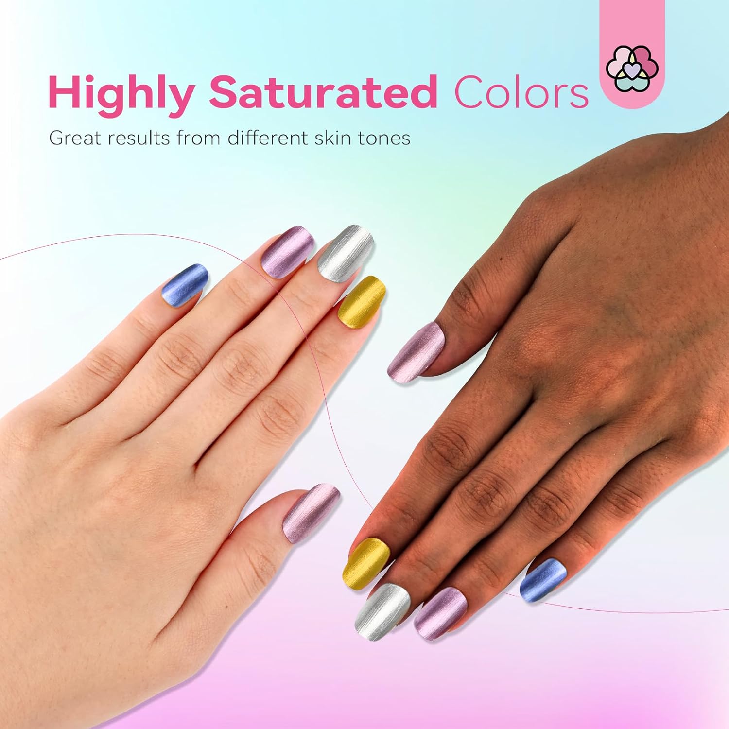 SAVILAND Metallic Nail Polish Set: 12 Colors Mirror Chrome Glitter Nail Polish 0.34oz Holographic Red Silver Pink Nail Polish Quick-Dry Base Top Polish Coat for Fingernail Toenail French Manicure Art - Image 7