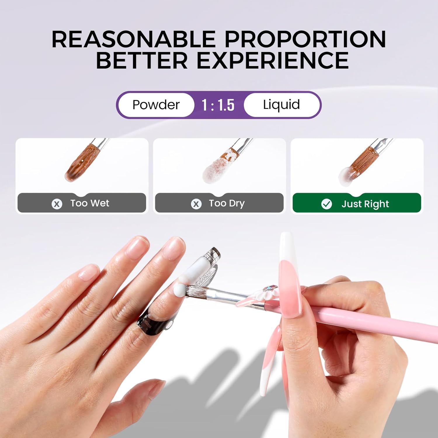 Acrylic Nail Kit: 30g Clear Acrylic Powder and 75ml Liquid Set with Nail Brush and Forms Nails Extension Kit for Beginners for Home DIY Salon Nails Application - Image 4