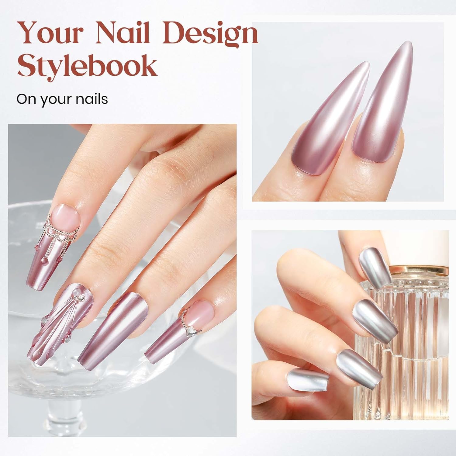 MIZHSE Pink Mirror Nail Polish, Quick Dry Metallic Nail Polish, Air Dry Fast Chrome Nail Lacquer Bright Color Oil-based Nail Art Manicure DIY Home - Image 5