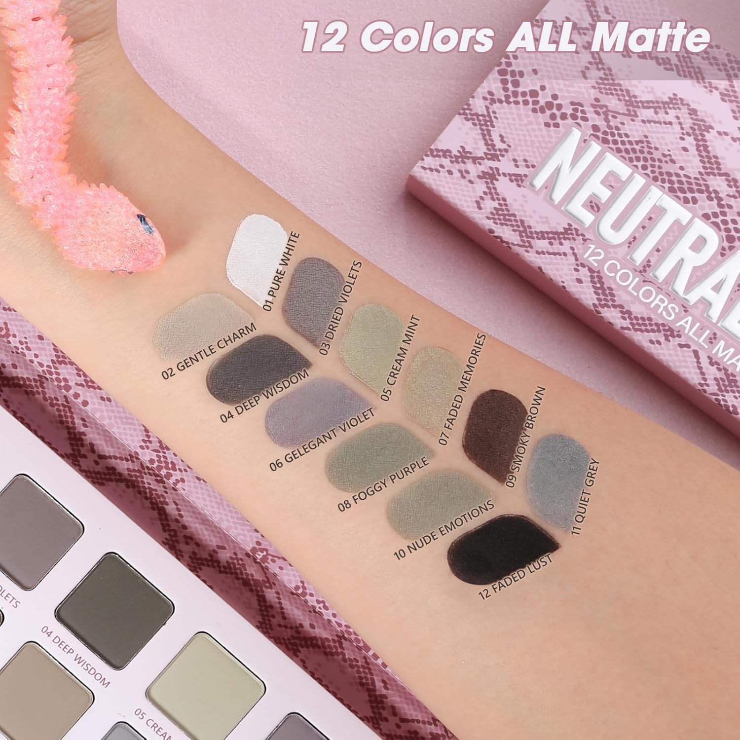 Matte Eyeshadow Palette, All Matte Cool-Toned Eye Shadows Pallet-Natural Soft Eye Makeup Compact Ultra-Pigmented Blendable Long Lasting Silkly Cream Texture Neutral Eyeshadow for Older Women - Image 6