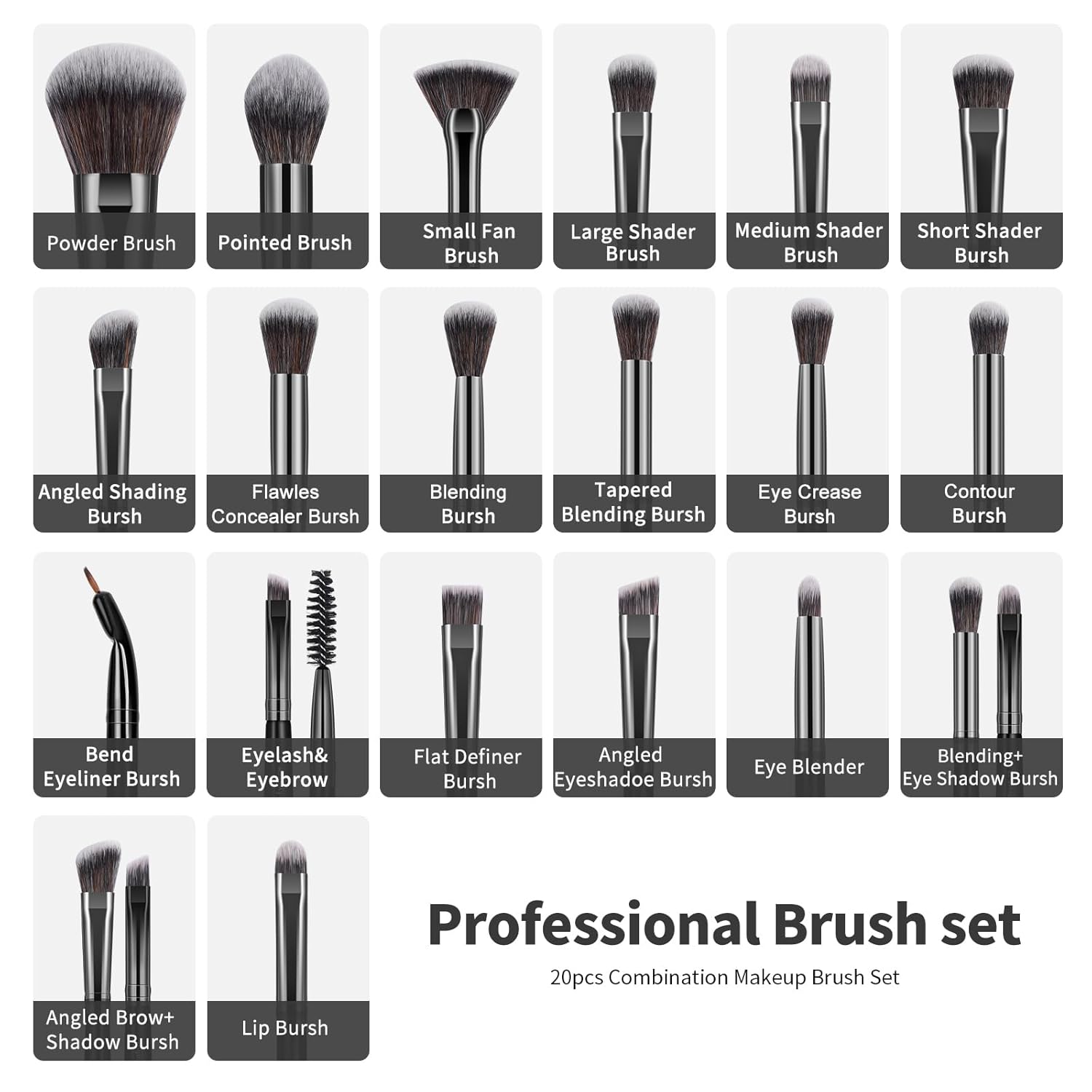 MAANGE Makeup Brushes 29 Pcs Makeup Kit, Premium Synthetic Foundation Powder Concealers Eye shadows Blush Brush Make up Brushes Set (Black, 29 Piece Set) - Image 3