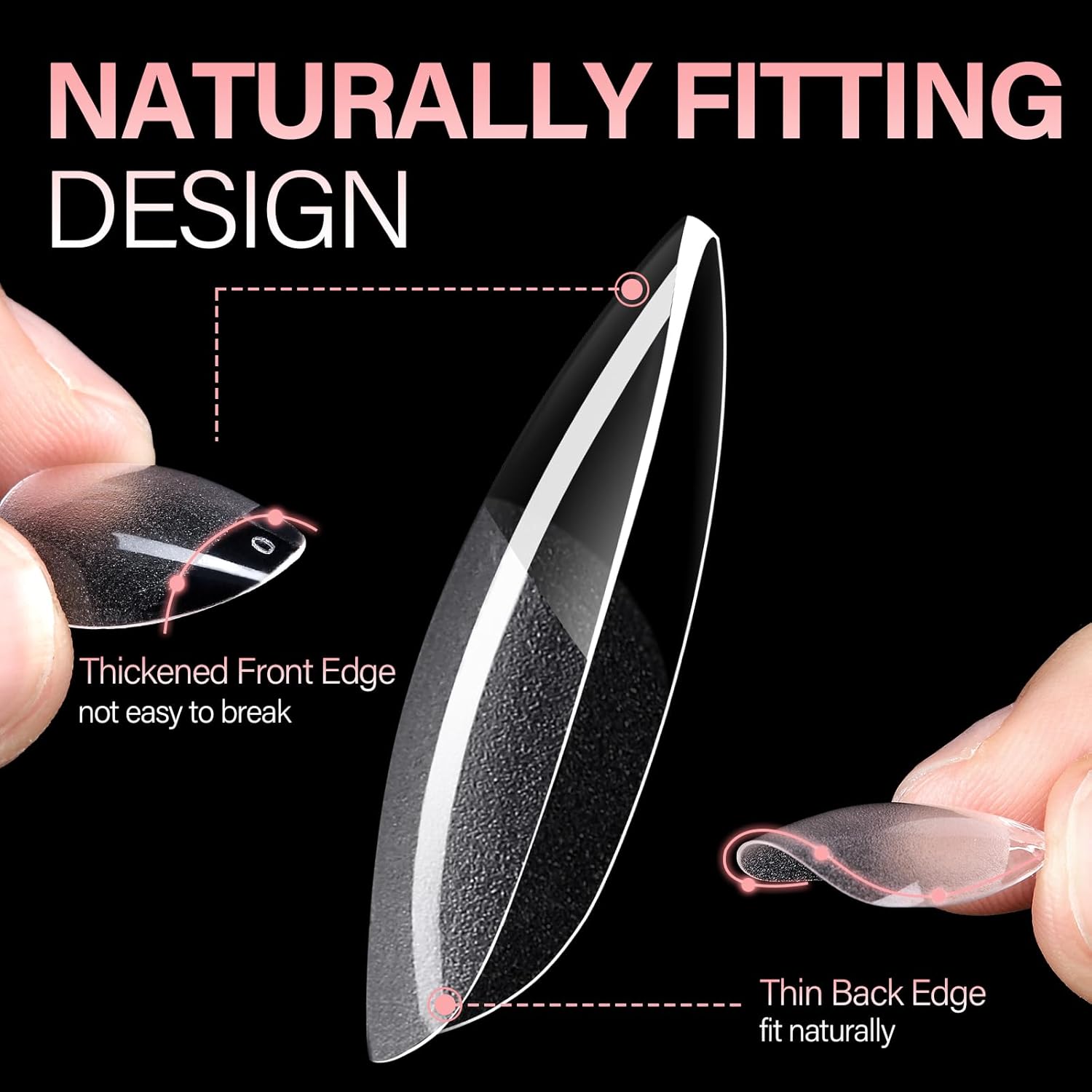 AILLSA Short Almond Nail Tips Pre-Shaped Acrylic Nail Tips Half Matte Full Cover Nails Tips Clear Gelly Press on Flase Tip Nail for Extension Nail Manicure Home DIY 240PCS 15Sizes - Image 2