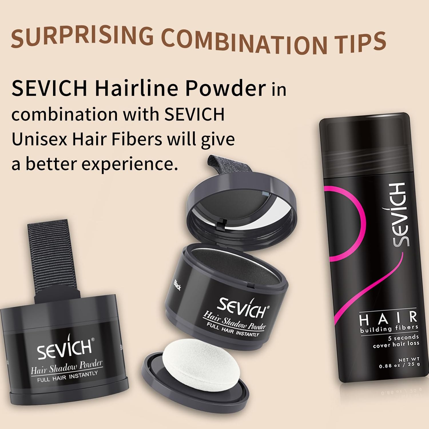 Sevich Hairline Powder,Instantly Conceals Hair Loss, Root Touch up Powder, Hair Shadow Toppers for Women & Men, Touch Up for Thinning Gray Hair, Windproof & Sweatproof, Black - Image 7