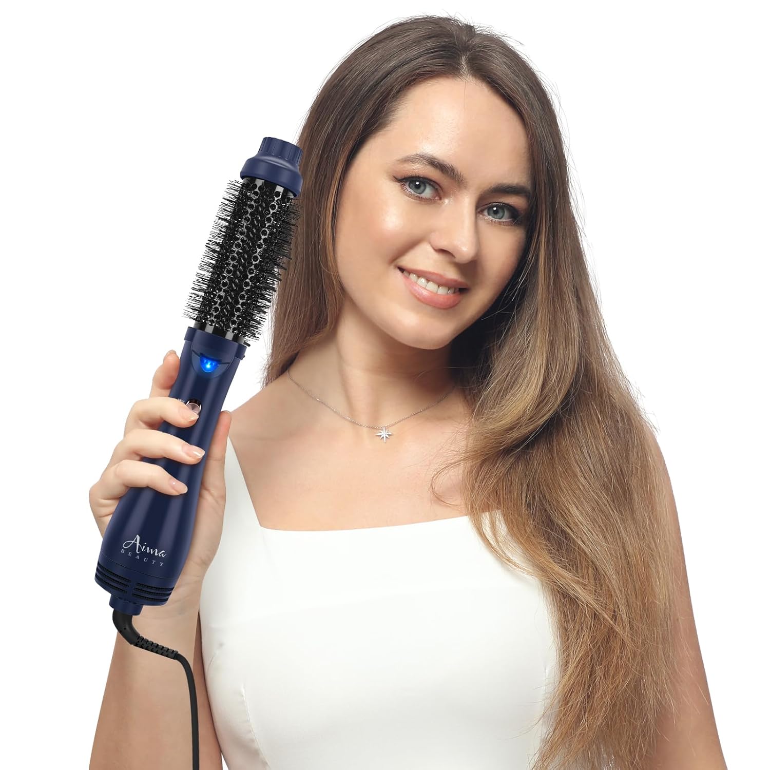Hair Dryer Brush, Aima Beauty 4-in-1 Upgrade Hot Air Straightener Curler Function for Women, Hair Styling Tools, Prussian Blue-Round - Image 8