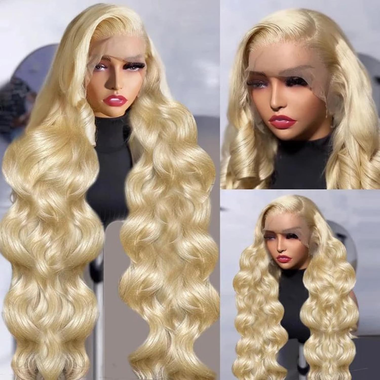 30 Inch 13x6 613 Lace Front Wig Human Hair Body Wave Blonde Lace Front Wigs Human Hair Pre-Plucked Bleached 200% Density 613 Hd Lace Frontal Wigs for Women - Image 3