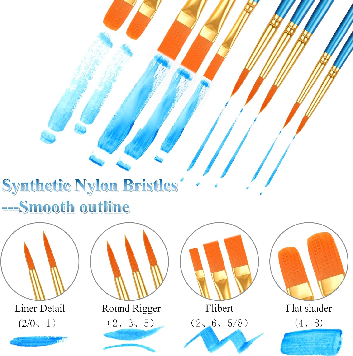 20 Pcs Paint Brushes, Acrylic Painting Brush Set, Watercolor Brushes, Acrylic Brushes for Oil Watercolor, Miniature Detailing, and Rock Painting - Image 2