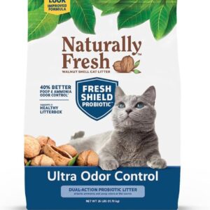 Naturally Fresh Cat Litter Made From Walnut Shells, Multi-Cat, Ultra Odor Control, Unscented, Upcycled, Sustainable, 26 Lbs