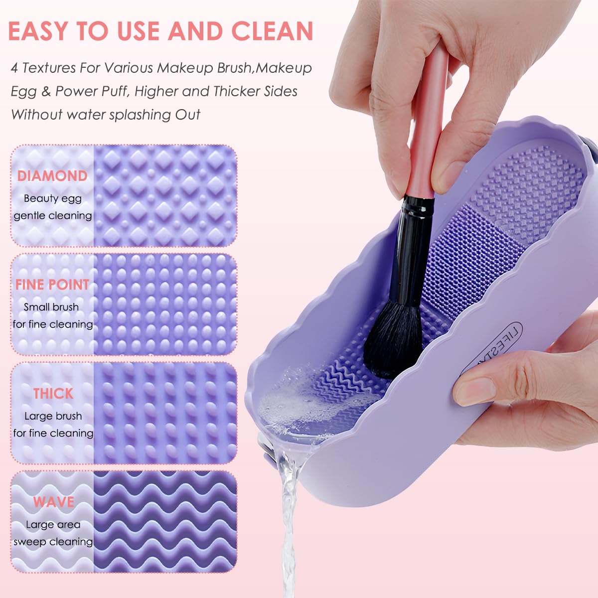 3 in 1 Silicone Makeup Brush Cleaner Bowl with Brush Drying Holder, Makeup Brush Cleaner and Organizer Holder, Make up Brush Cleaner Mat for Makeup Brush, Sponge, Powder Puff(Simple White) - Image 3