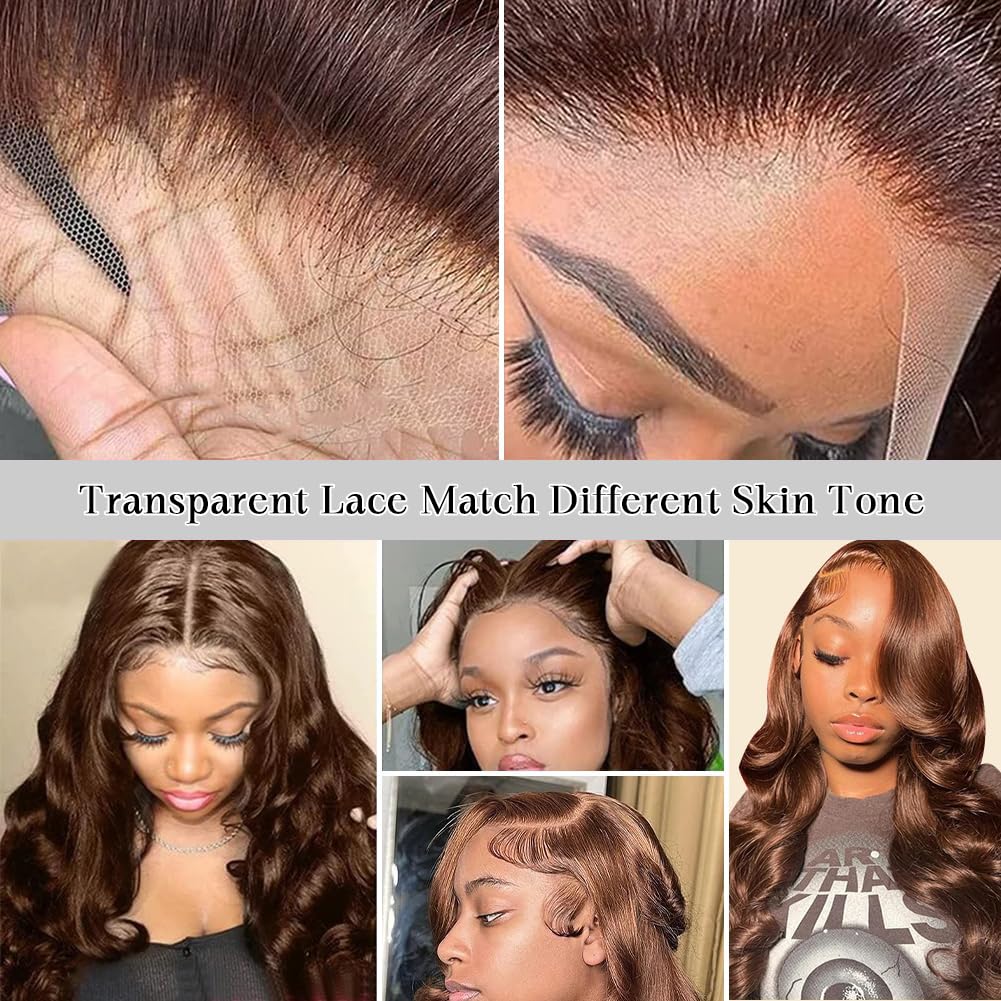 Chocolate Brown Lace Front Wig Human Hair 30 Inch 200% Density 13x6 Hd Transparent Body Wave Lace Front Brown Wigs Human Hair 4# Glueless Wigs for Women - Image 6
