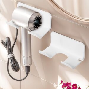 Blow Dryer Holder 2 Pack Hair Dryer Holder Universal Self Adhesive Blow Dryers Holders Storage Hook with Plug & Cord Organizer Hanger Wall Mount Organizers Shelves for Cabinet Bathroom