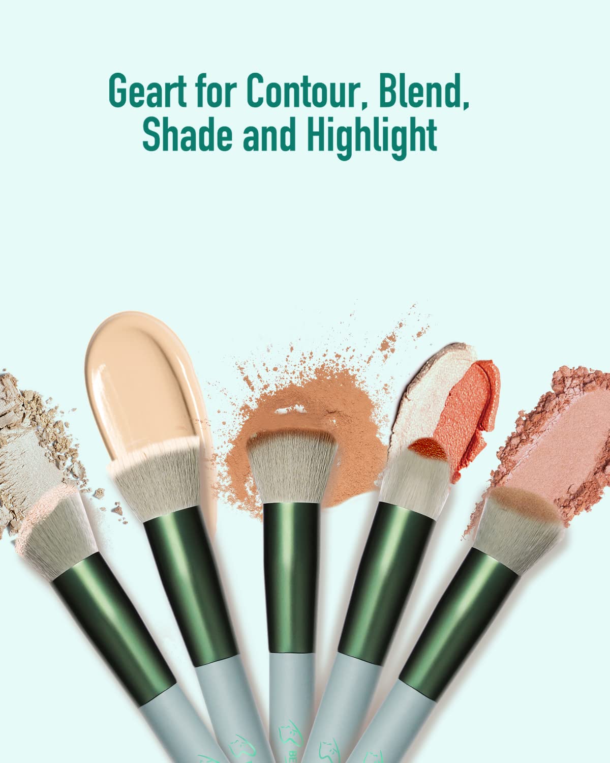 BESTOPE PRO 16 Pcs Makeup Brush Set Makeup Brushes for Eyes and Face, Blending Brush for Foundation, Premium Synthetic Powder Concealers Makeup Brushes, Eye Shadows Brushes, Eyeliner Brushes Green - Image 3
